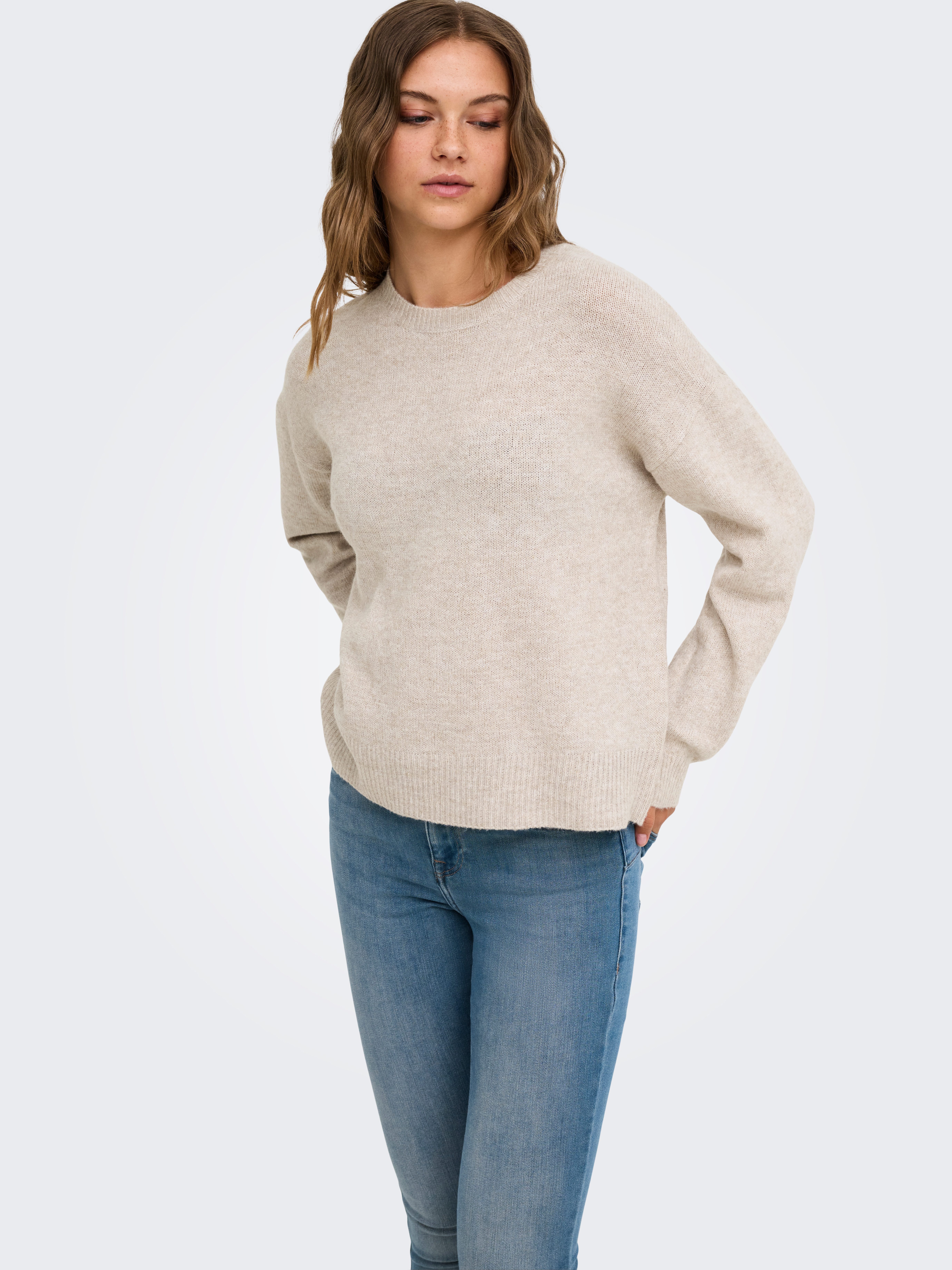 ONLY Strickpullover ONLOLIVIA LS O-NECK CC KNT Materialmix, regular fit