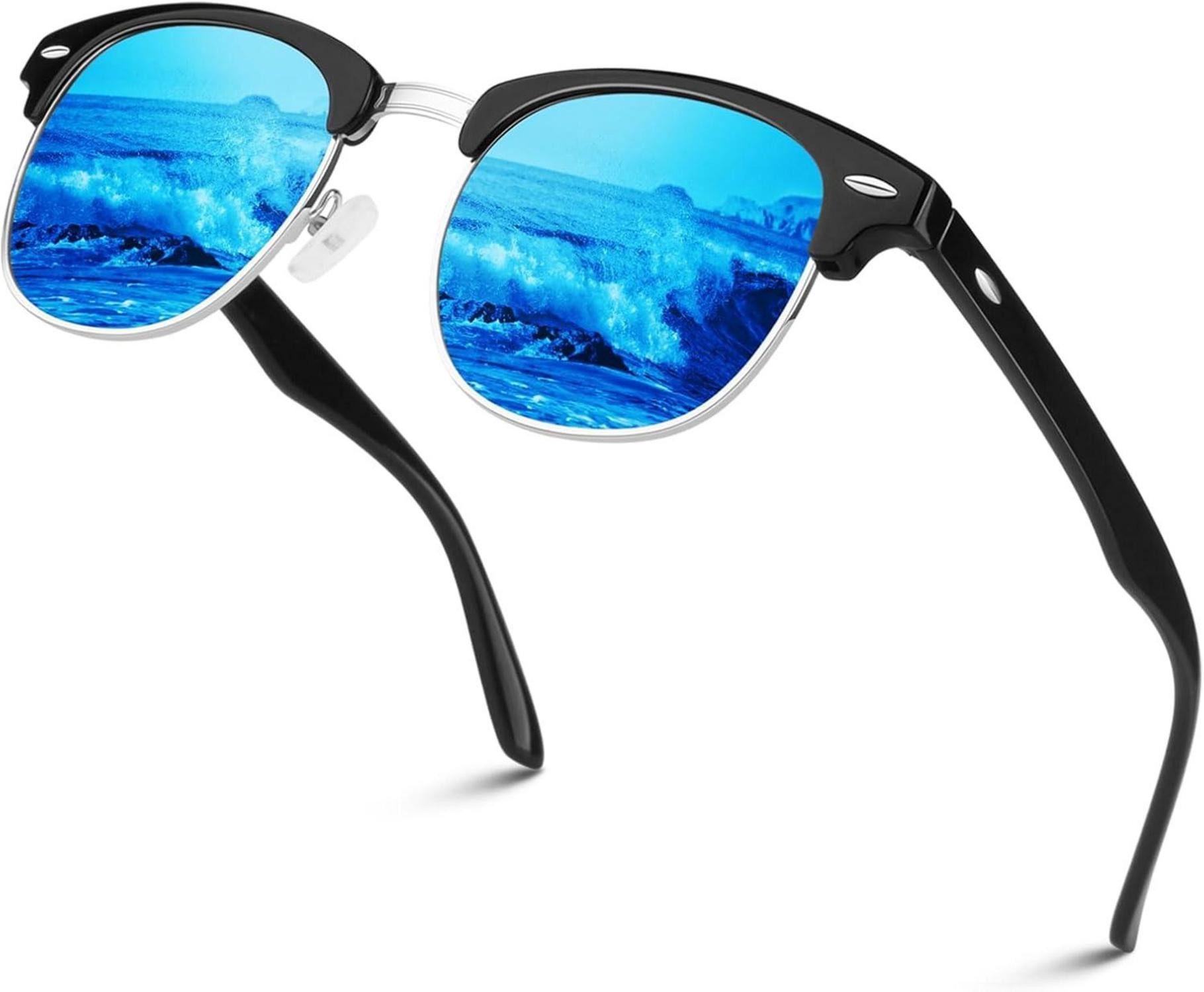 Retrosonnenbrille Polarisierte Retro Sonnenbrille Damen Herren UV400 Halbrahmen 1