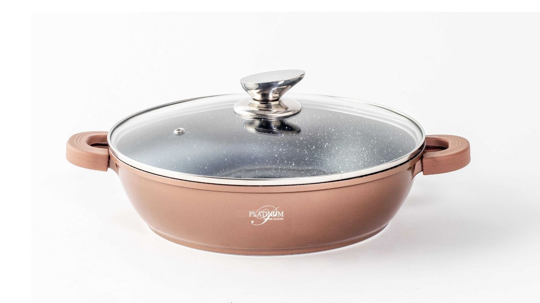 *Platinum Kochtopf Servierpfanne Schmorpfanne Kochtopf mit Deckel Induktion Ø24cm Aluguss