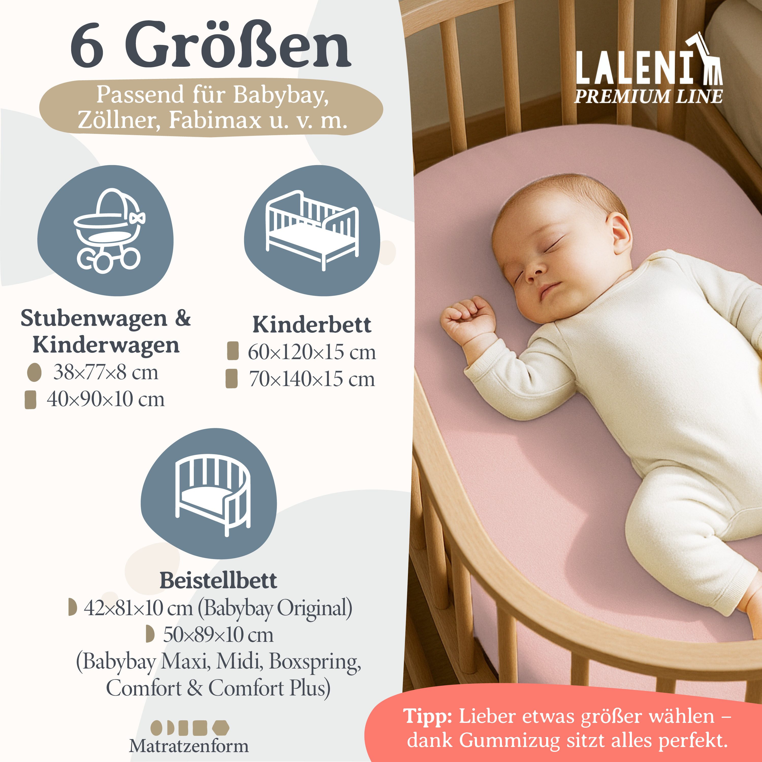 Laleni Spannbettlaken Premium für Beistellbett - Atmungsaktives Spannbetttu günstig online kaufen