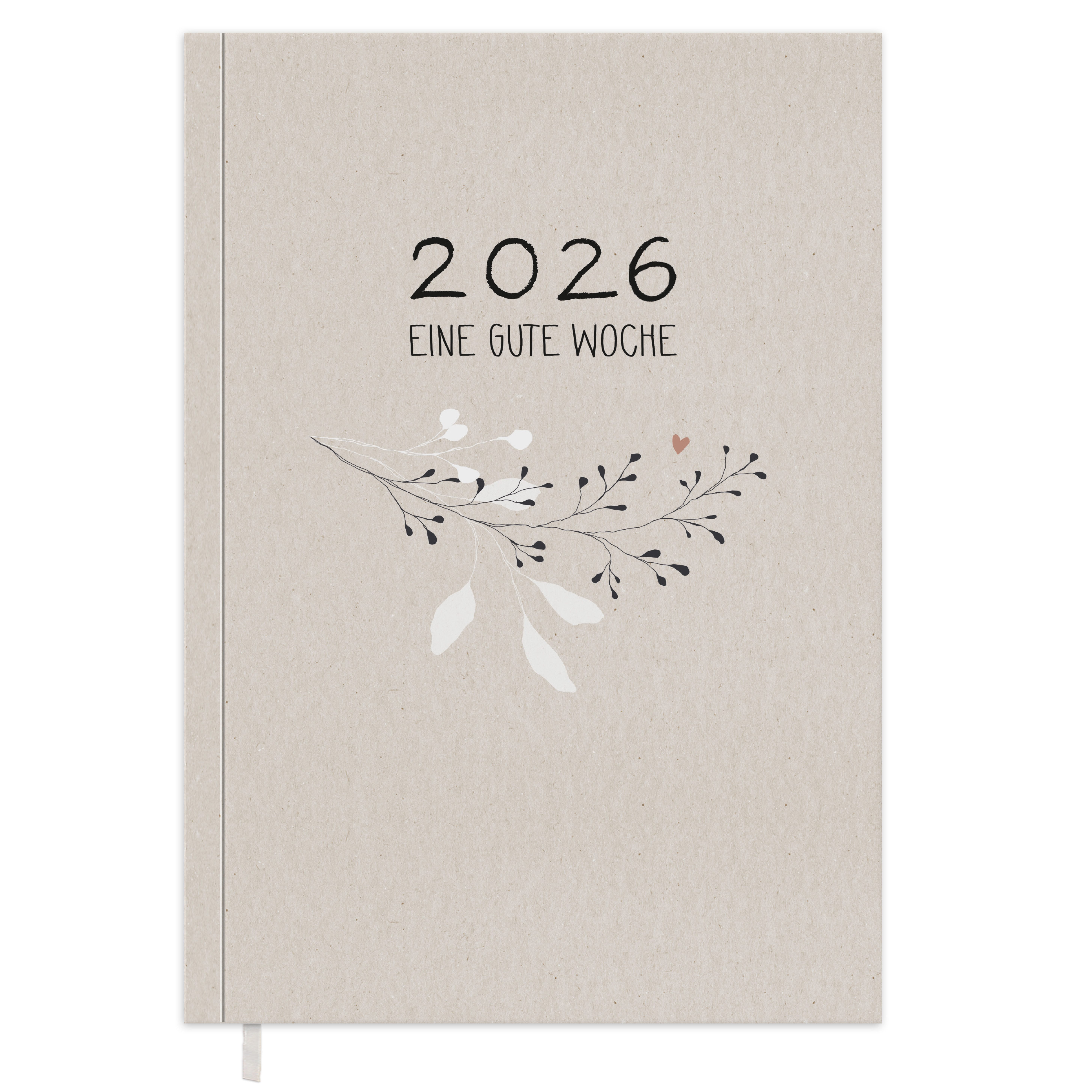 Eine der Guten Verlag Terminkalender Terminplaner 2026 - A5, creme beige, 1 Doppelseite / Woche, 144 S. FSC-Papier, Softcover, klimaneutral