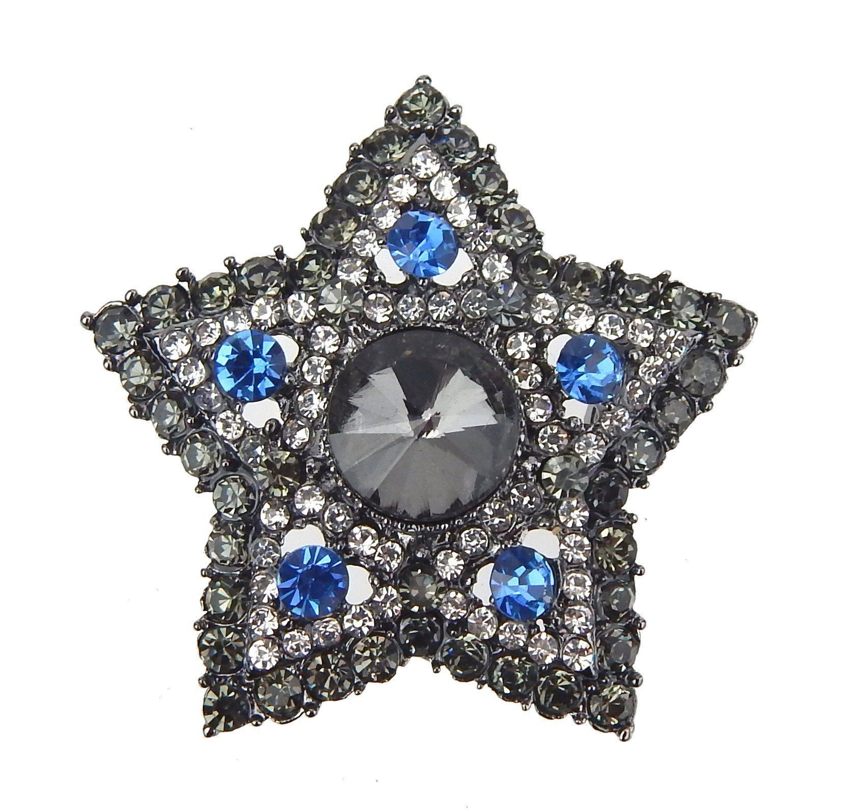 Ella Jonte Brosche, Stern silber blau grau Strass Ziernadel Anstecknadel günstig online kaufen