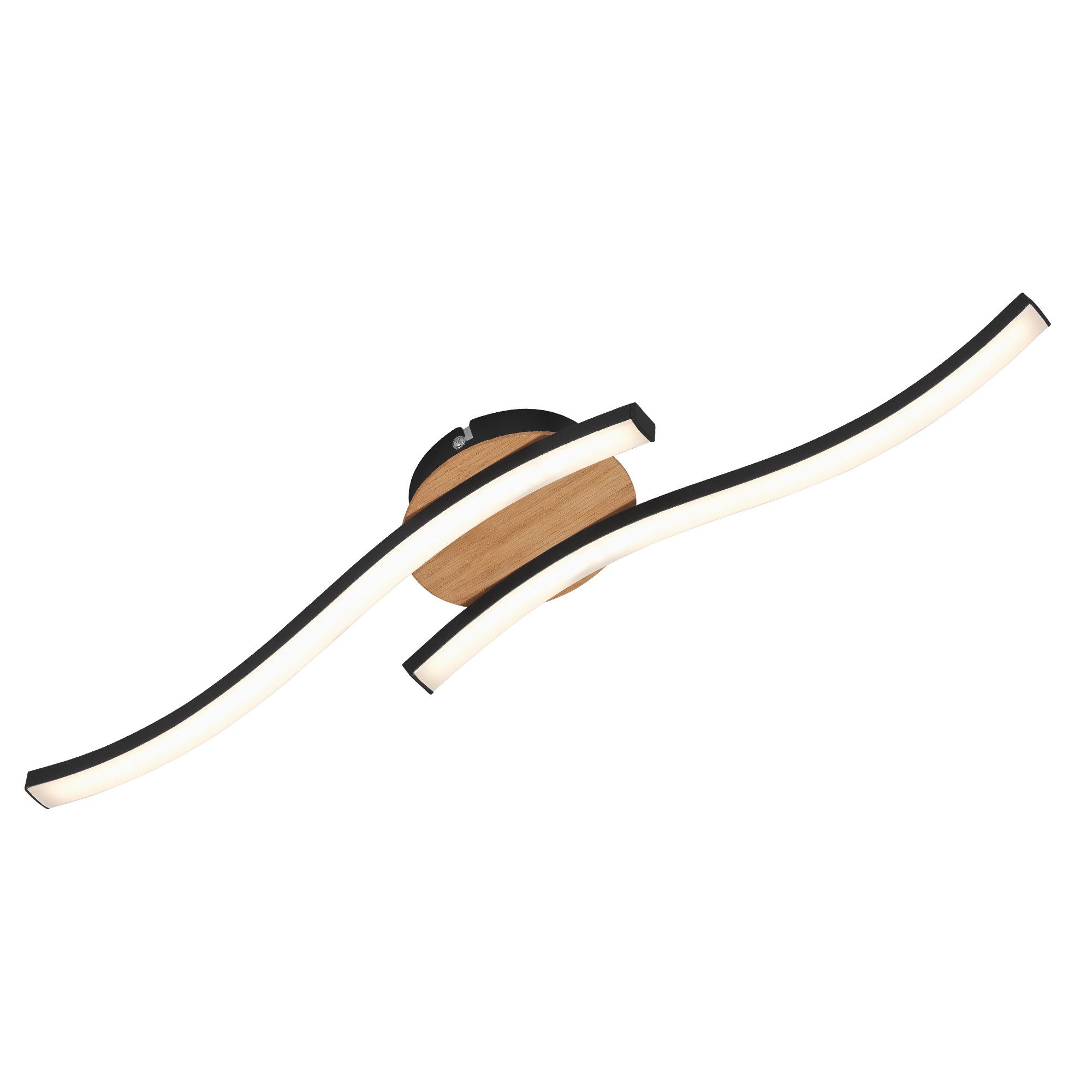 Briloner Leuchten LED Deckenleuchte modern Deckenlampe 2-flammig Schwarz Holz Design, LED fest integriert
