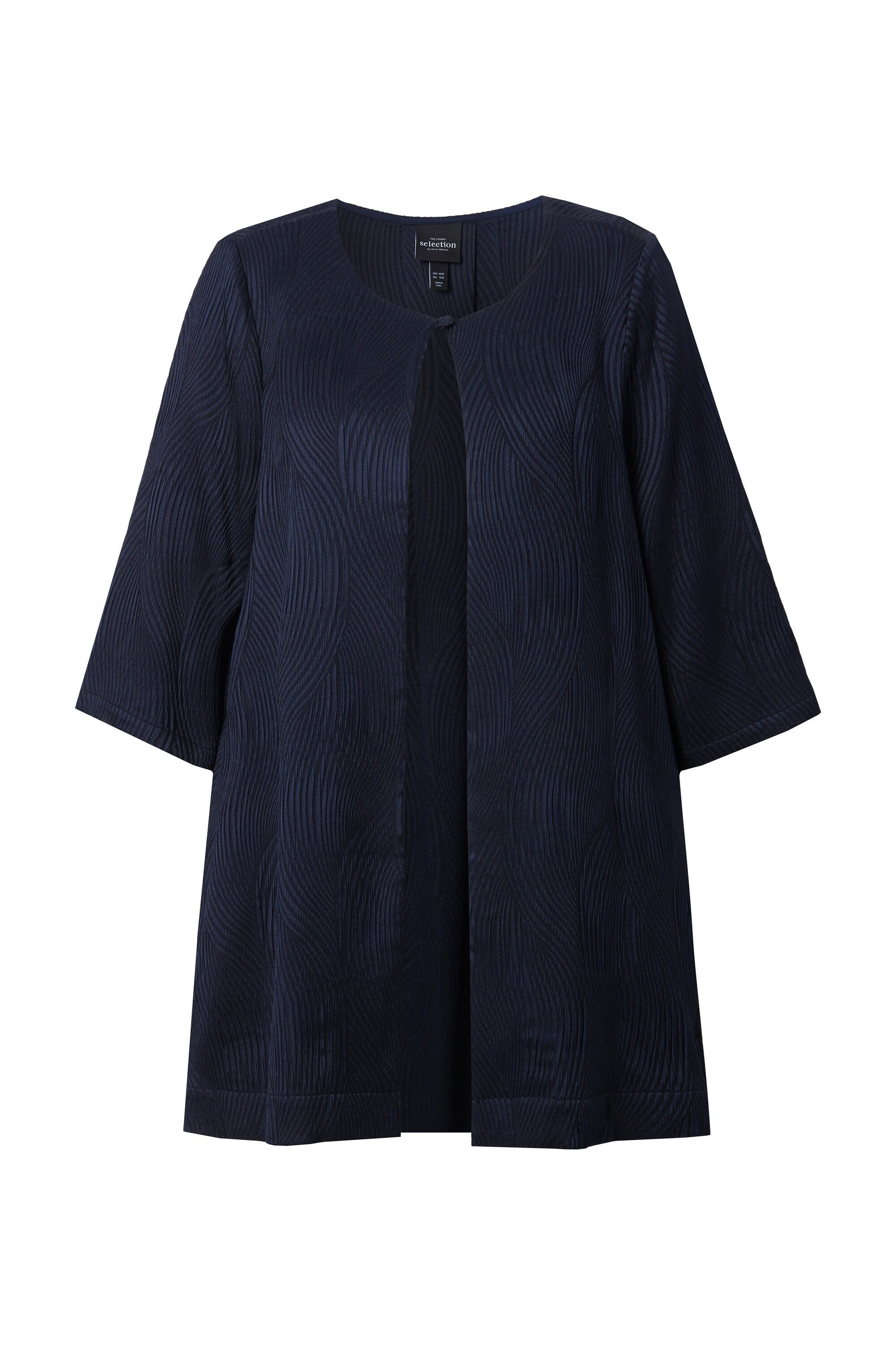 Ulla Popken Blusenjacke Blusenjacke A-Linie Rundhals günstig online kaufen