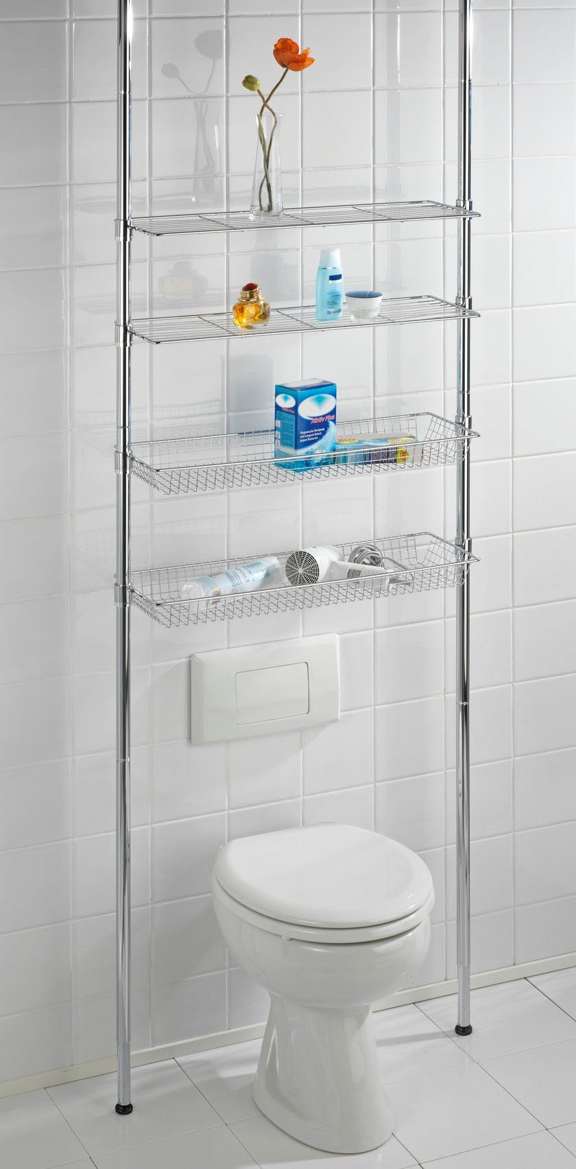 WENKO Badregal Ellera Teleskopregal, 2 Ablagen, 2 Körbe günstig online kaufen