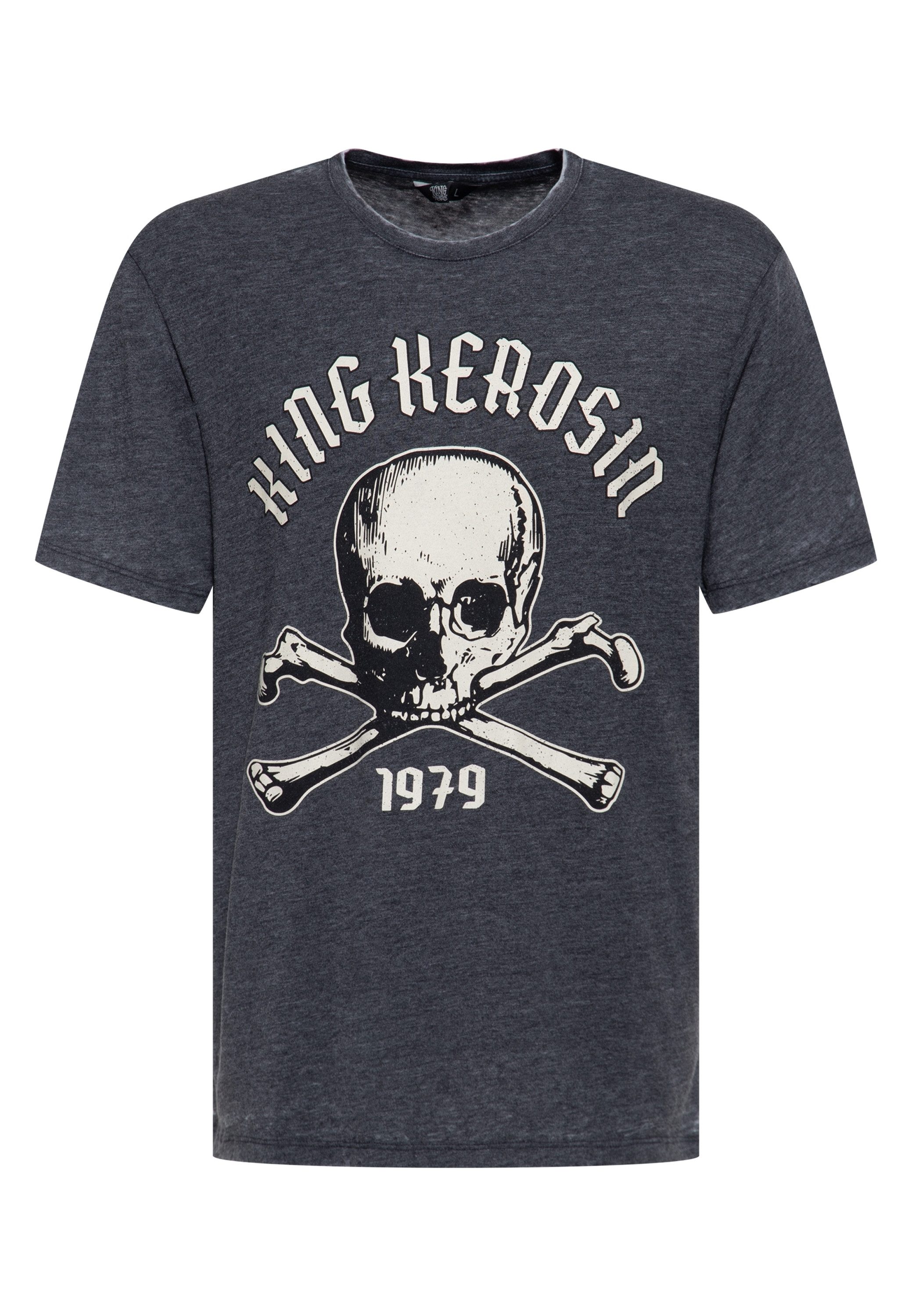 KingKerosin Print-Shirt Skull 1979 (1-tlg) im Used Look