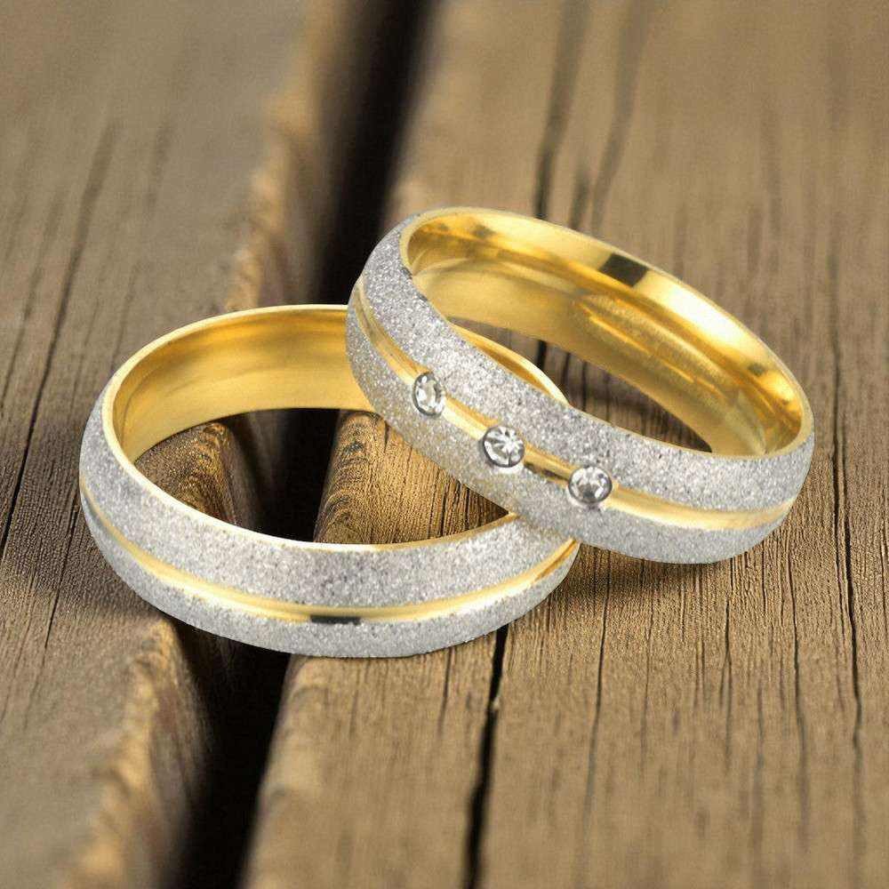 Taffstyle Fingerring Verlobungsring Freundschaftsring Ehering Partnerring Gold Kristalle (Partnerring Freundschaftsring Ehering aus Edelstahl), Wunderschöner goldener Verlobungsring