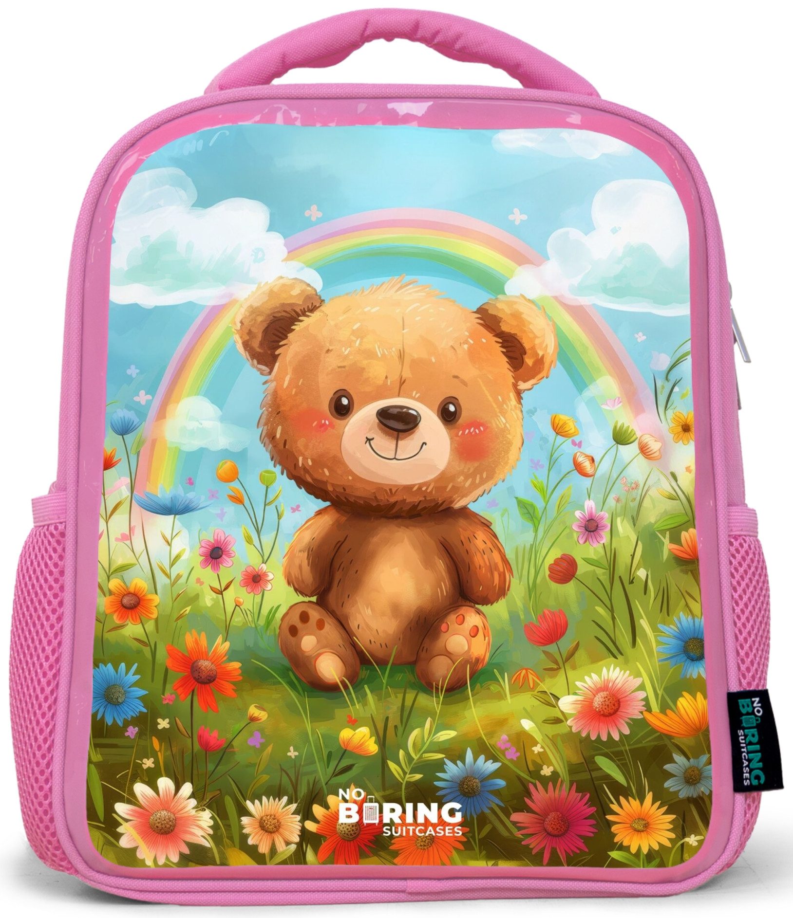 Rucksack Rosa - Teddybär zwischen Blumen