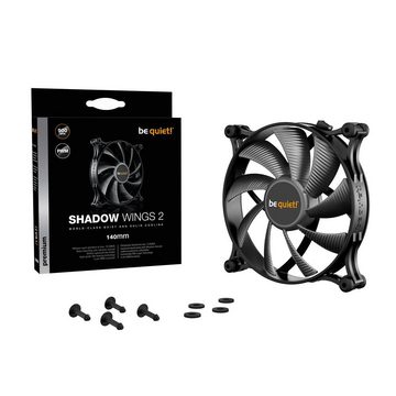 be quiet! Gehäuselüfter Shadow Wings 2 PWM 140mm Black, BL087, leiser Betrieb, hohe Kühlleistung, schwarz