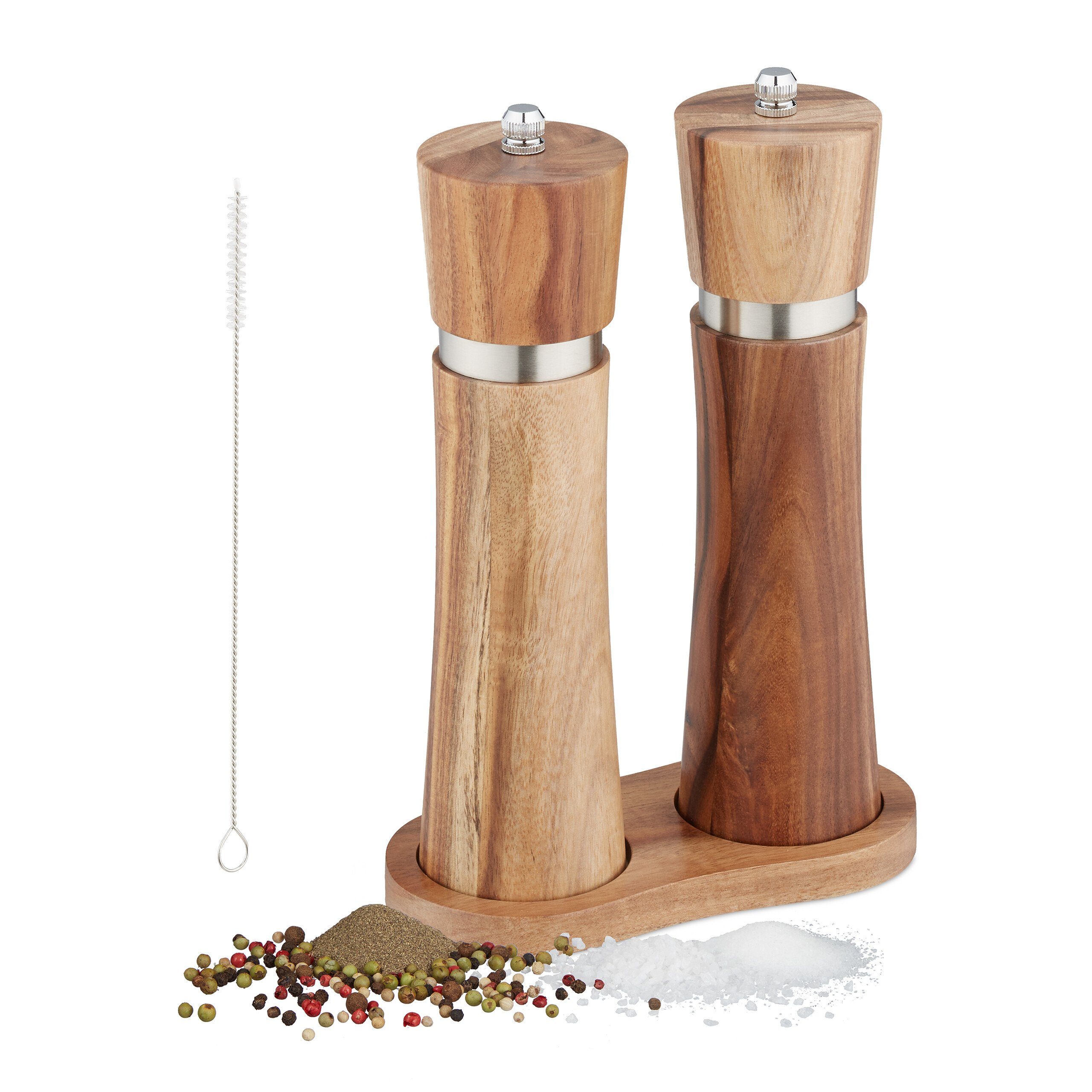 relaxdays Salzmühle Salz und Pfeffermühle Set Manuell, (2 Stück)
