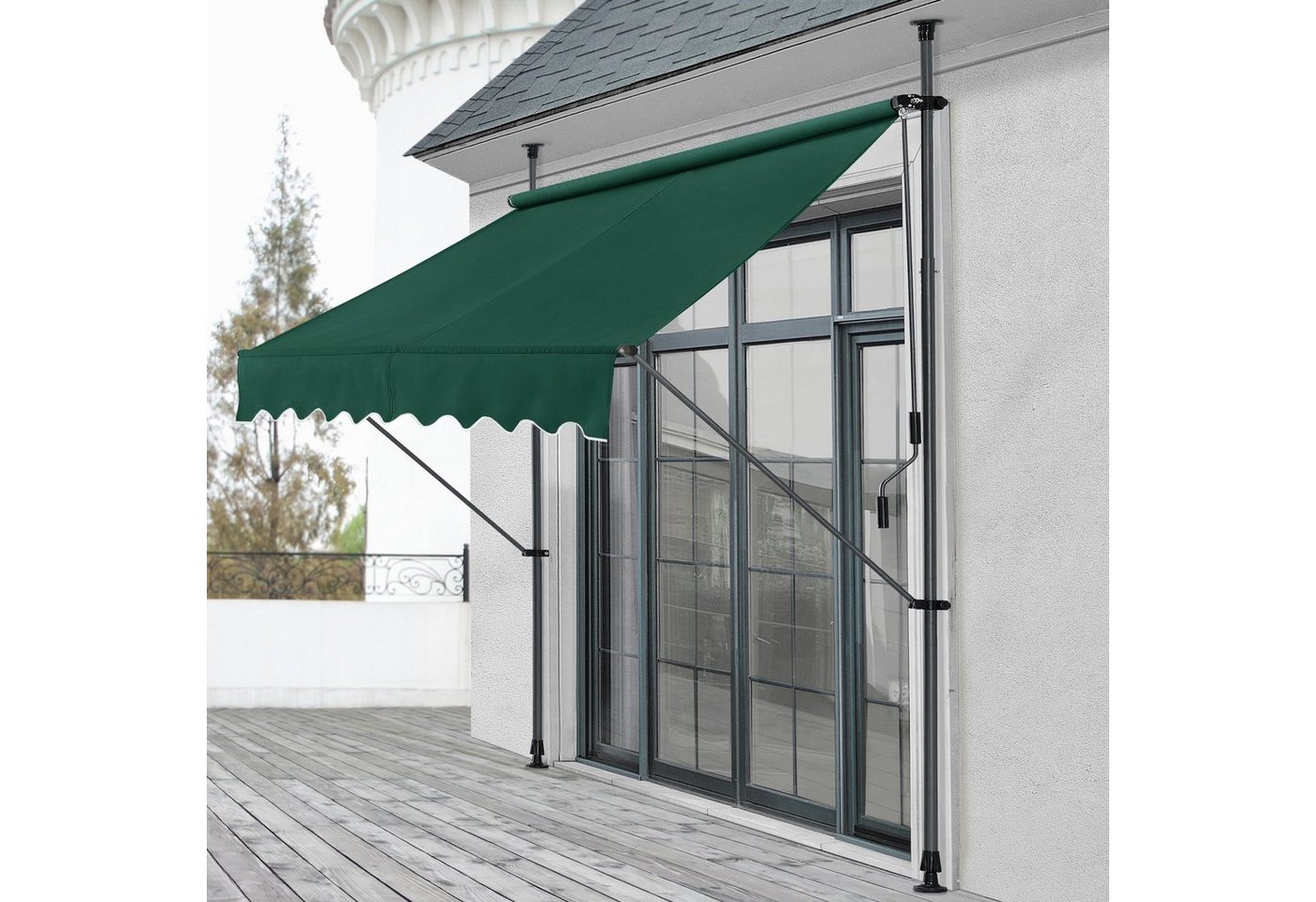 Thumbnail - pro.tec Klemmmarkise »Stem« ohne Bohren Stahlgestell 250x120x220-309 cm Dunkelgrün