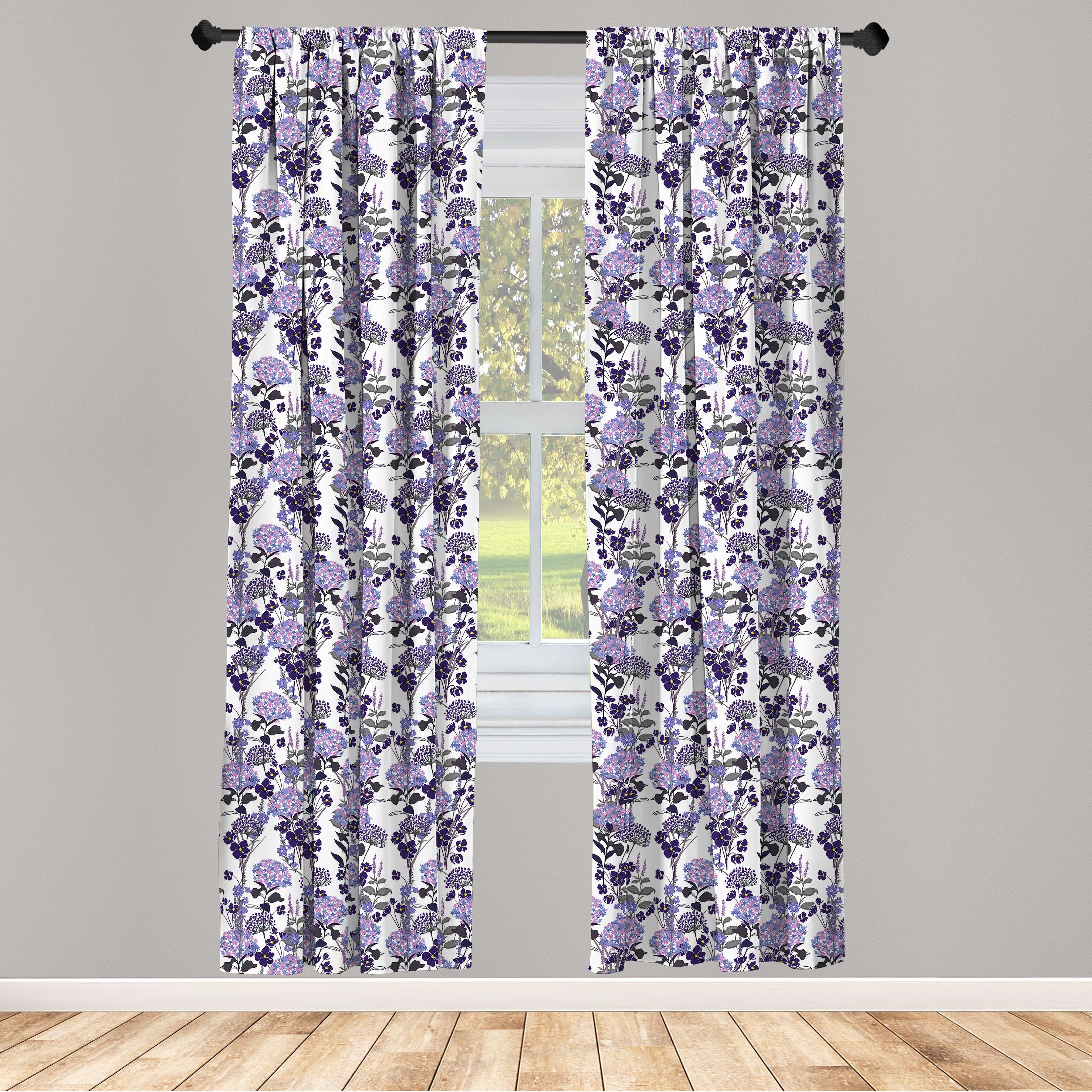 Gardine Vorhang für Wohnzimmer Schlafzimmer Dekor, Abakuhaus, Microfaser, Blumen Frühlings-Zeit-Blumen Clutter