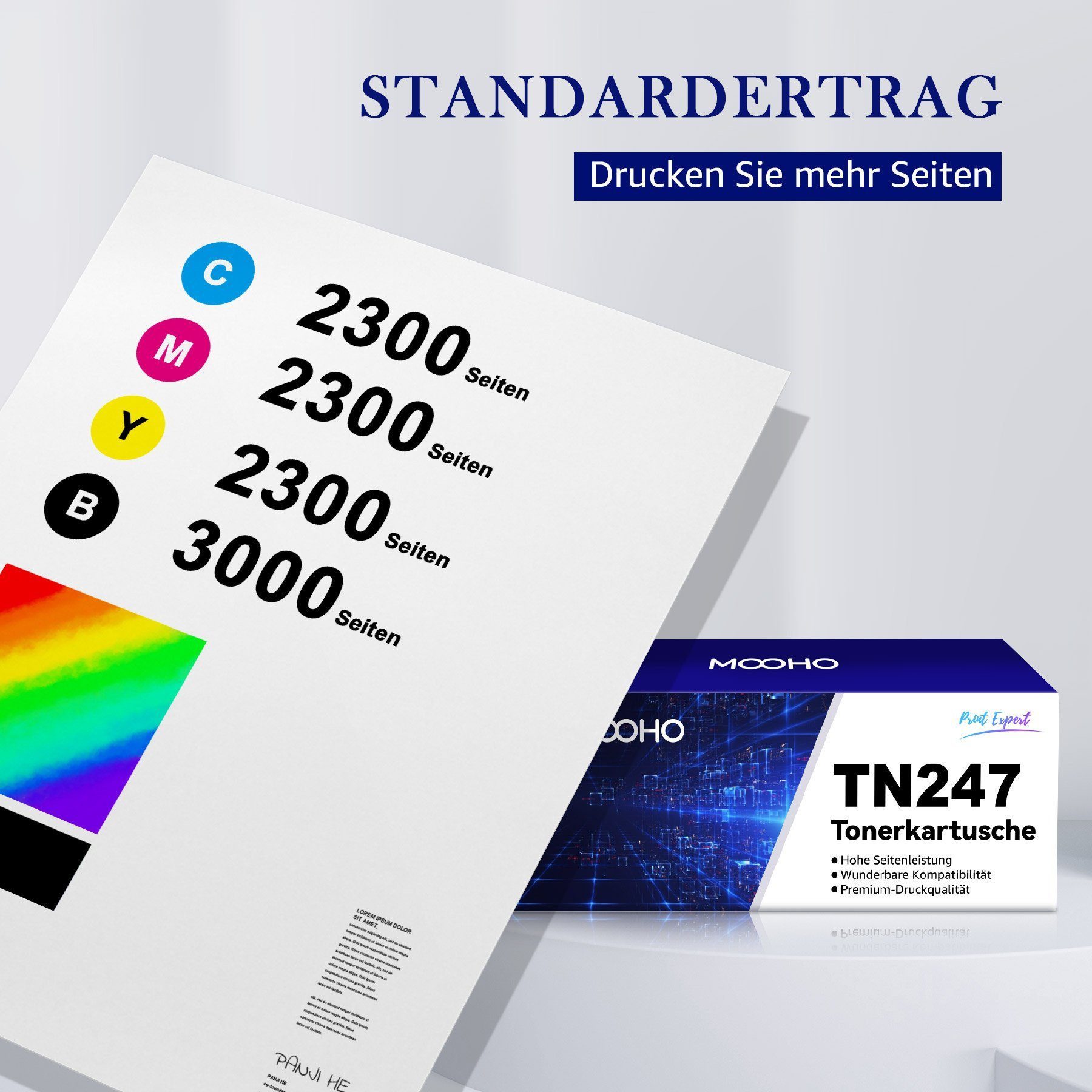 MOOHO Tonerpatrone 5er TN247 ersetzt für Brother TN-247 TN 243BK Toner, (MFC-L3750CDW DCP-L3550CDW MFC-L3770CDW HL-L3230CDW), HL-L3210CW HL-L3270CDW MFC-L3710CW MFC-L3730CDN L3510CDW