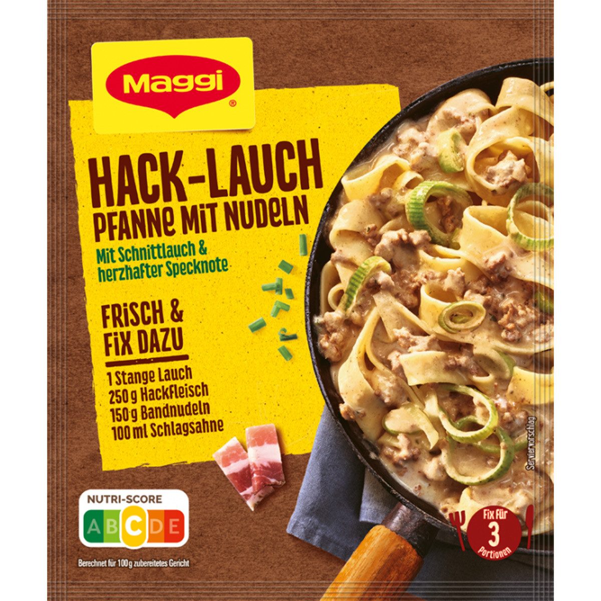 MAGGI Saucen, Maggi Fix Hack Lauch Pfanne mit Nudel Wuerzmix schnell lecker 42 g