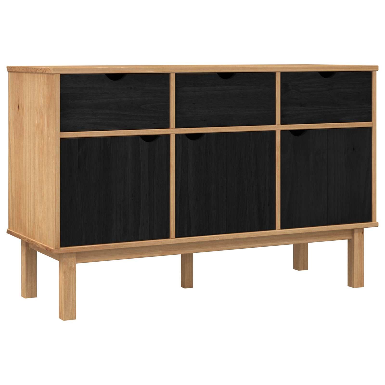vidaXL Sideboard Sideboard OTTA Braun und Schwarz 114 x 43 x 73,5 cm (1 St)
