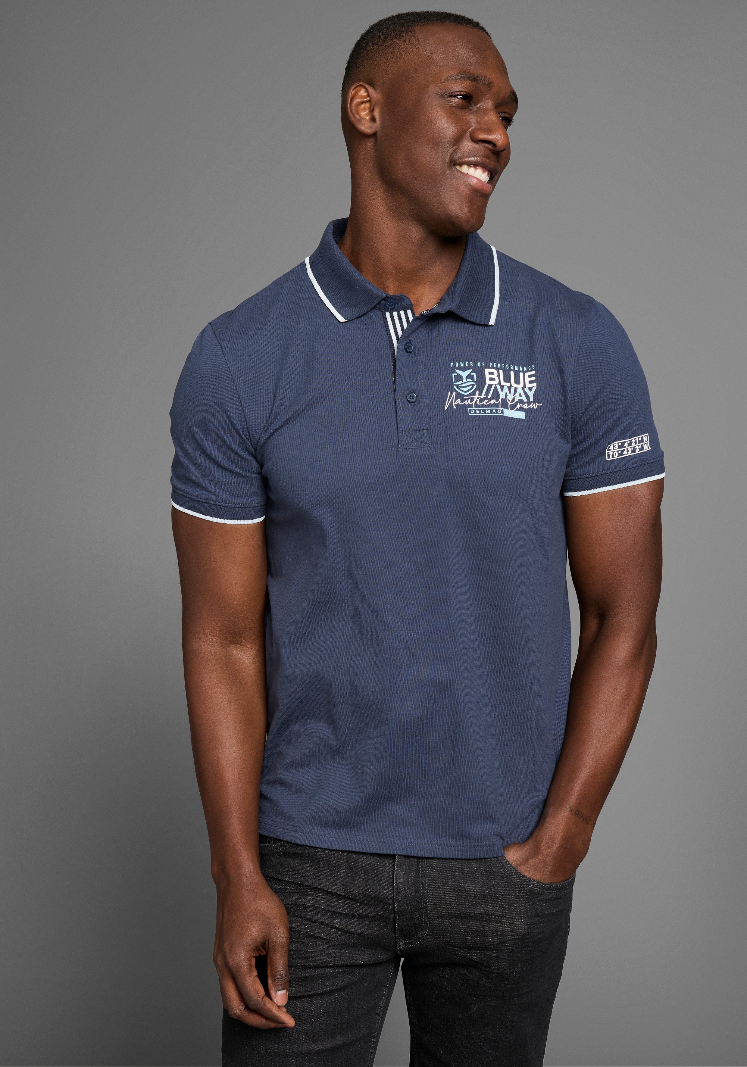 DELMAO Poloshirt mit sportlichen Kontraststreifen & günstig online kaufen