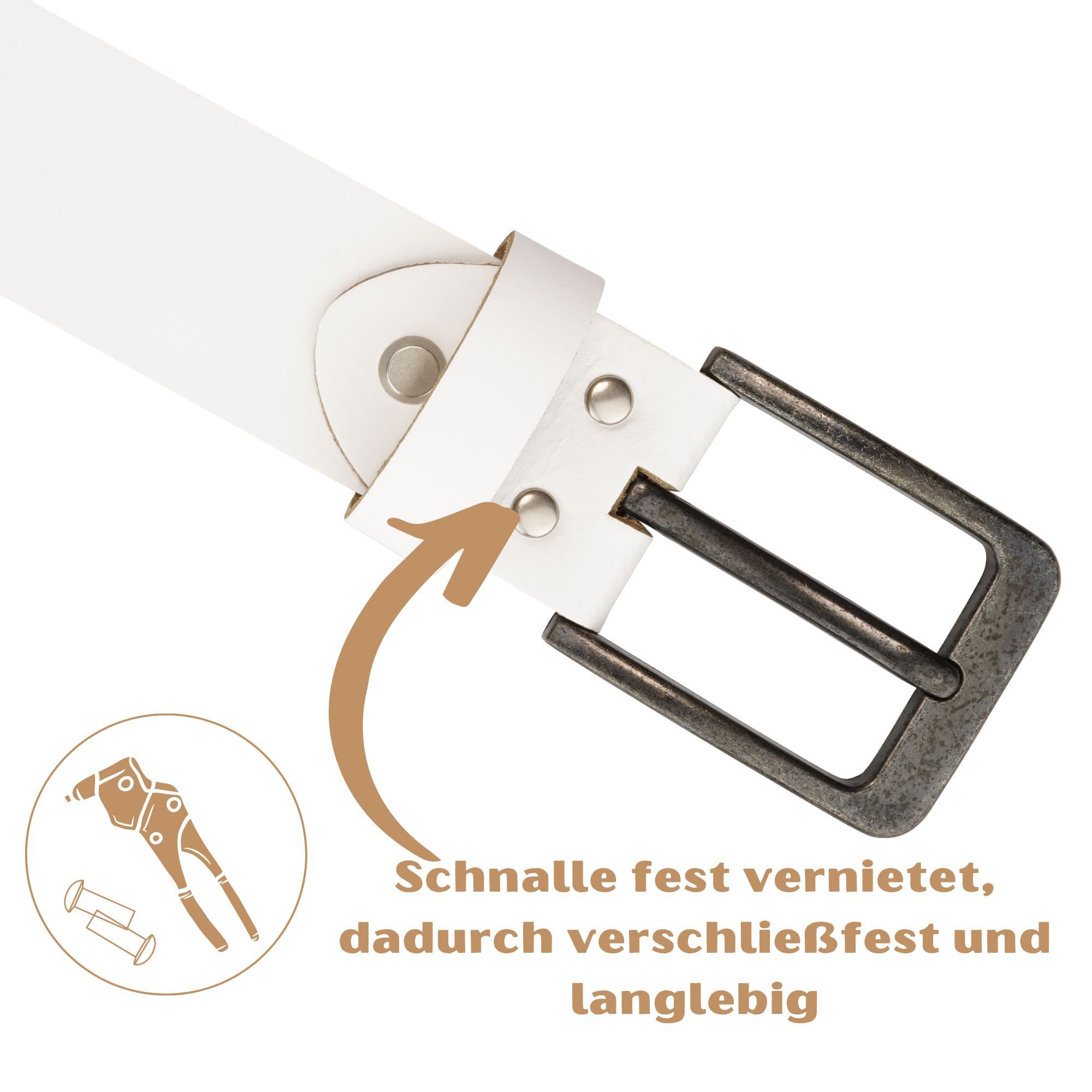 Manza Ledergürtel Gürtel Ledergürtel 4cm breit Echt Leder Jeansgürtel Unisex Kürzbar