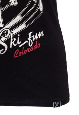 QueenKerosin Kurzarmshirt Ski Fun mit Vintage Print