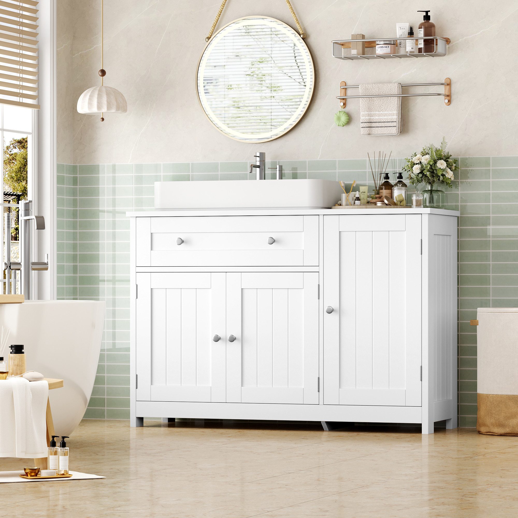 Homfa Waschbeckenunterschrank Unterschrank Badezimmerschrank mit 1 Schublad günstig online kaufen