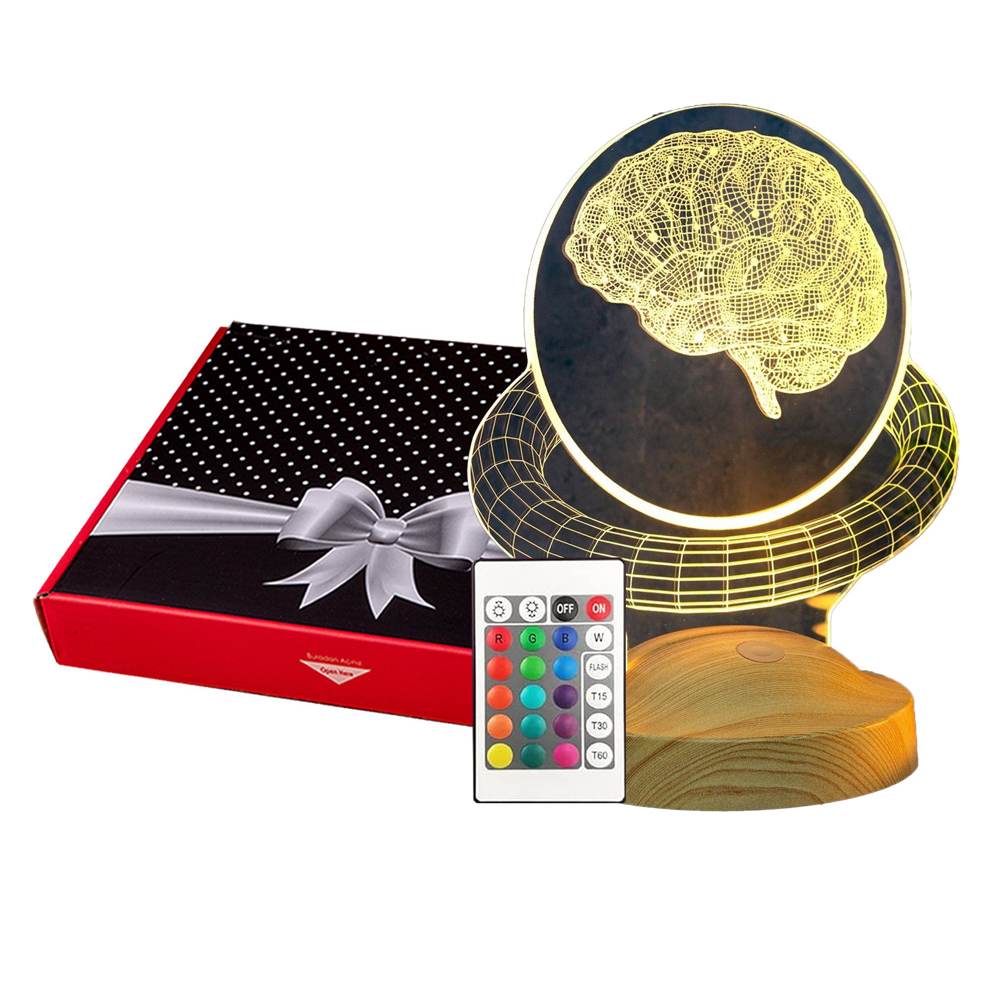 Geschenkelampe LED Nachttischlampe Gehirn 3D Geschenk für Schulpsychologen / Gehirnchirurg / Neurologe, LED fest integriert, Geschenk für Berufseinstieg, Arzten
