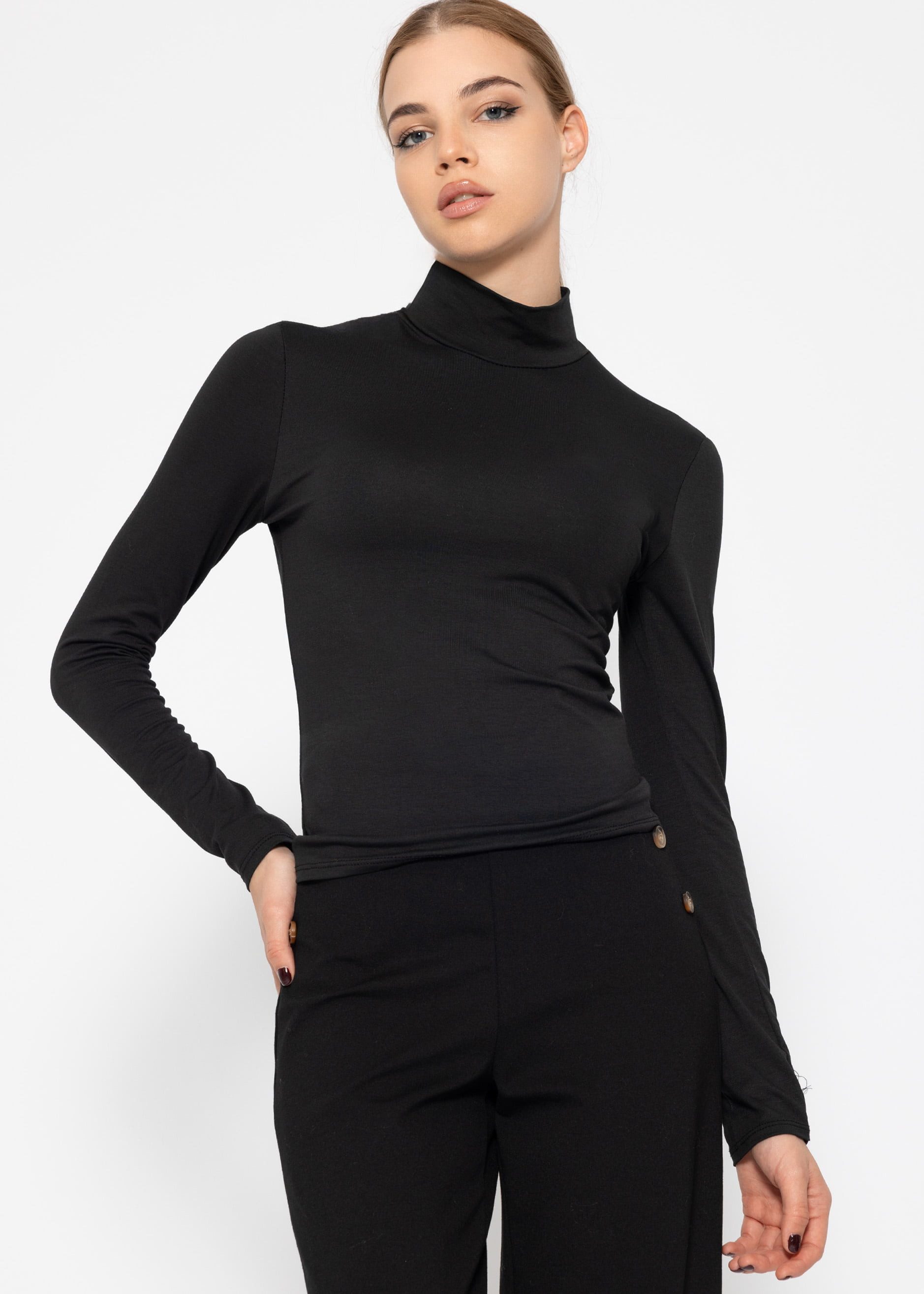 SASSYCLASSY Langarmshirt Langarmshirt Damen mit Rollkragen günstig online kaufen