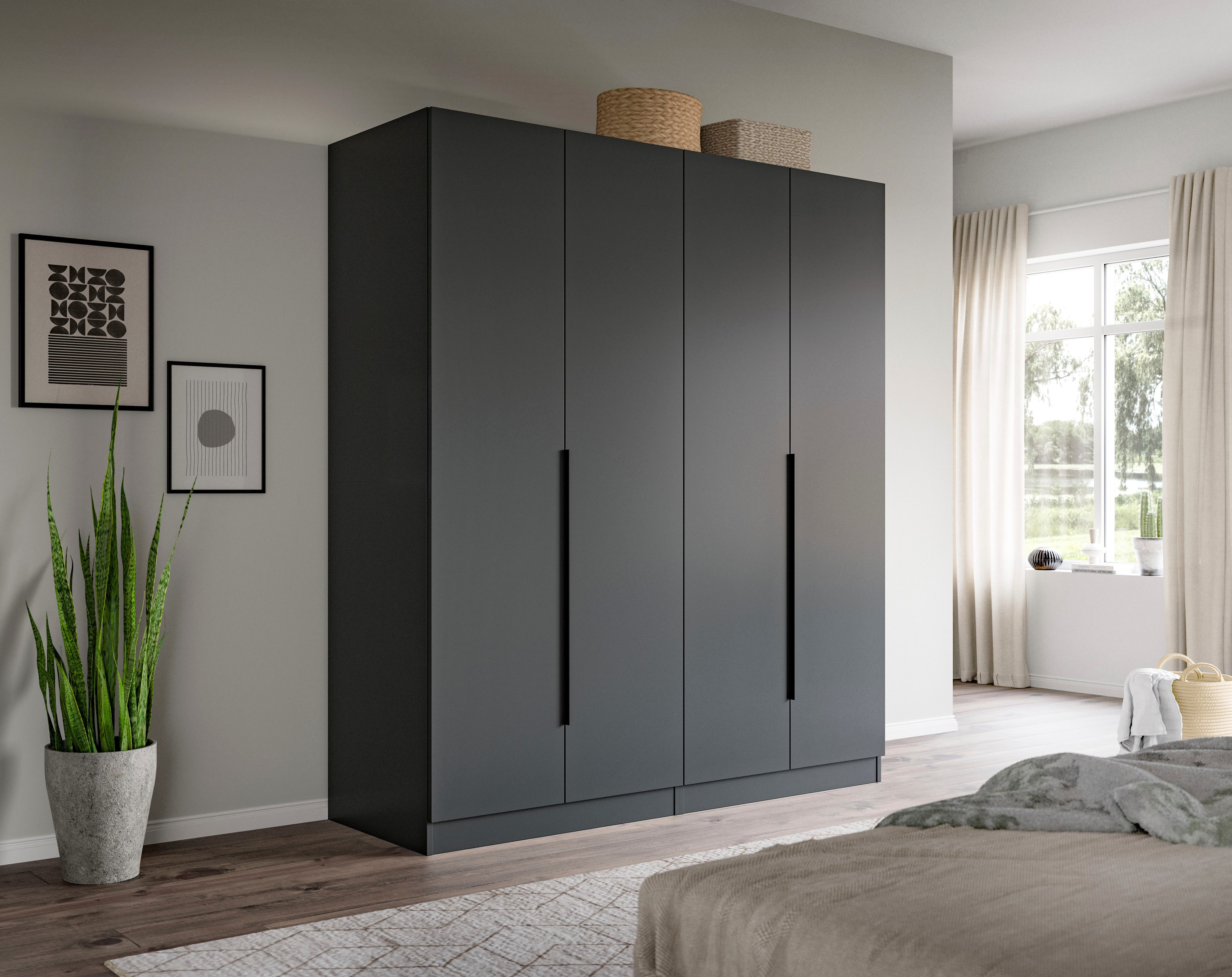Home affaire Schrank-Set Skarde moderner Kleiderschrank Schlafzimmerschrank, (1-St., wähle deine beste Schrank Kombination), Skarde Kleiderschrank 160 cm, 2 Kleiderstangen und 2 Böden
