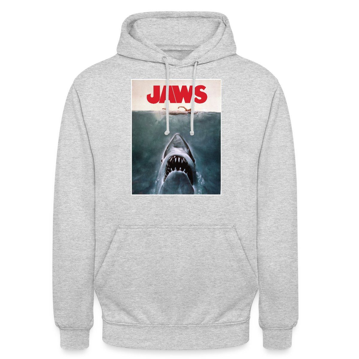 Spreadshirt Hoodie Der Weiße Hai Jaws Filmposter-Logo Mit Hai Unisex Hoodie (1-tlg) Unisex-Schnitt: Sitzt bei Männern körpernah, bei Frauen weit