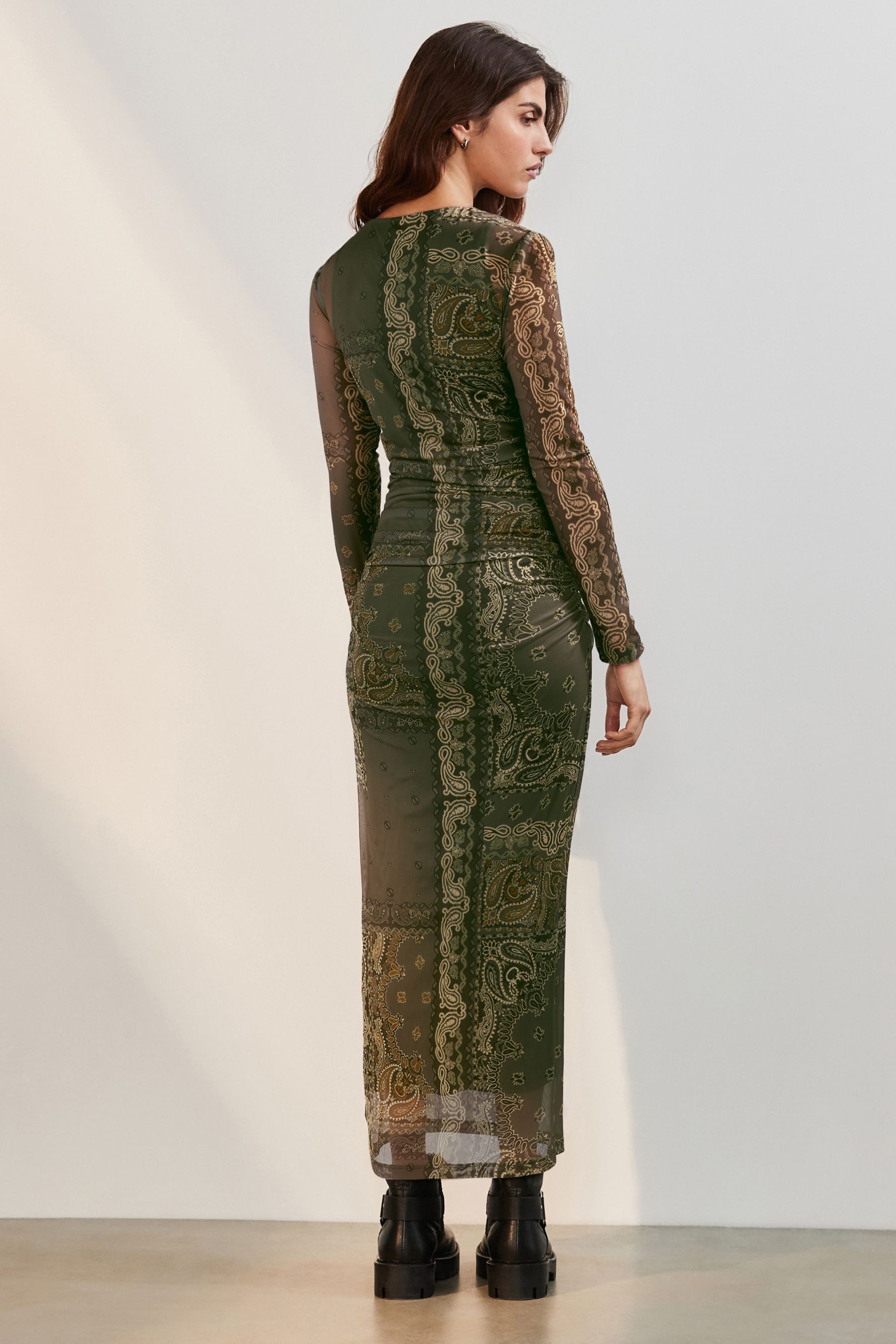Next Maxikleid Mesh-Maxikleid mit langen Ärmeln günstig online kaufen