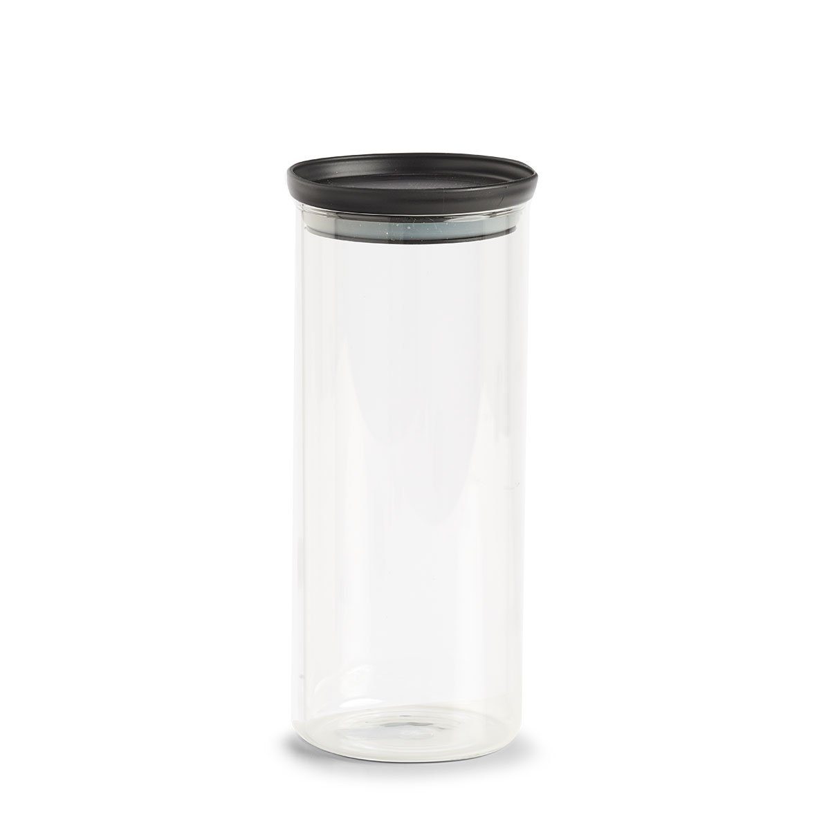 Zeller Present Vorratsglas Vorratsglas m. Kunststoffdeckel, Borosilikat Glas/ Kunststoff, 1250 ml, schwarz, Ø10,3 x 23,6 cm | Vorratsgläser