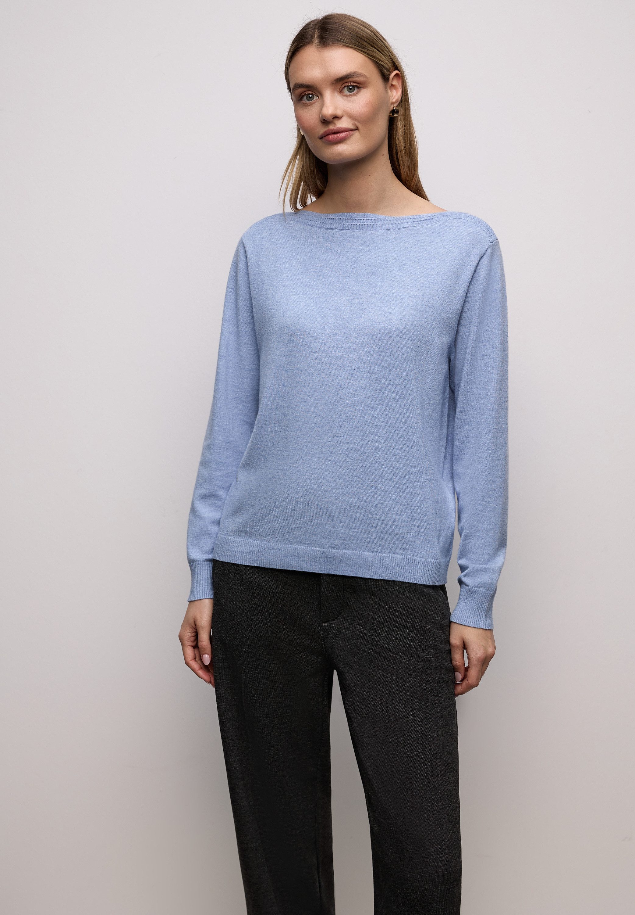 STREET ONE Strickpullover U-Boot-Ausschnitt mit Strukturdetails