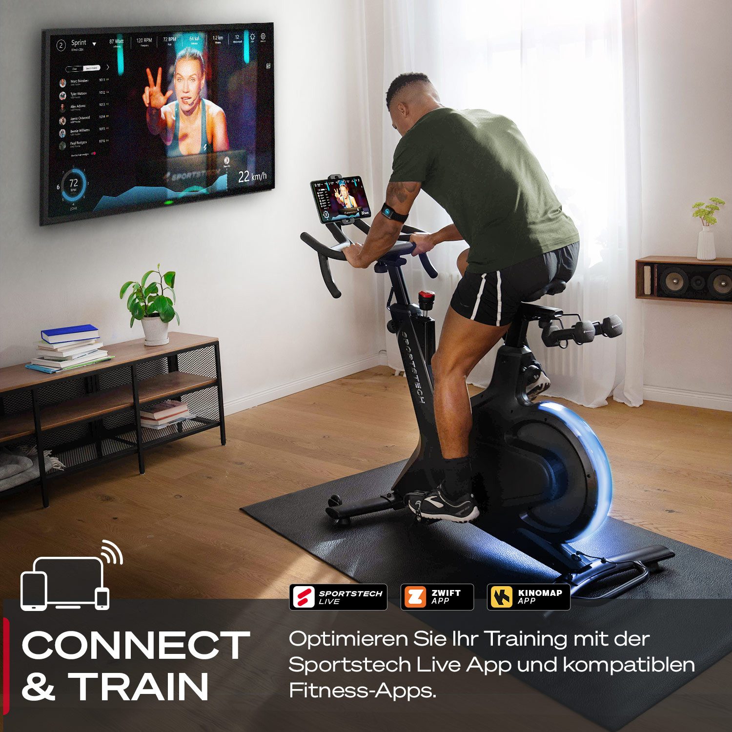Sportstech Speedbike sBike Lite, LED-Funktion & App Support, Innovatives Speedbike