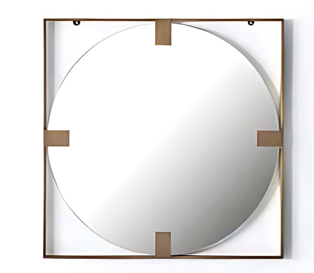 Xlmoebel Wandspiegel Moderner runder Spiegel mit quadratischem Rahmen für Wohnzimmer (1-St), Made in Europa