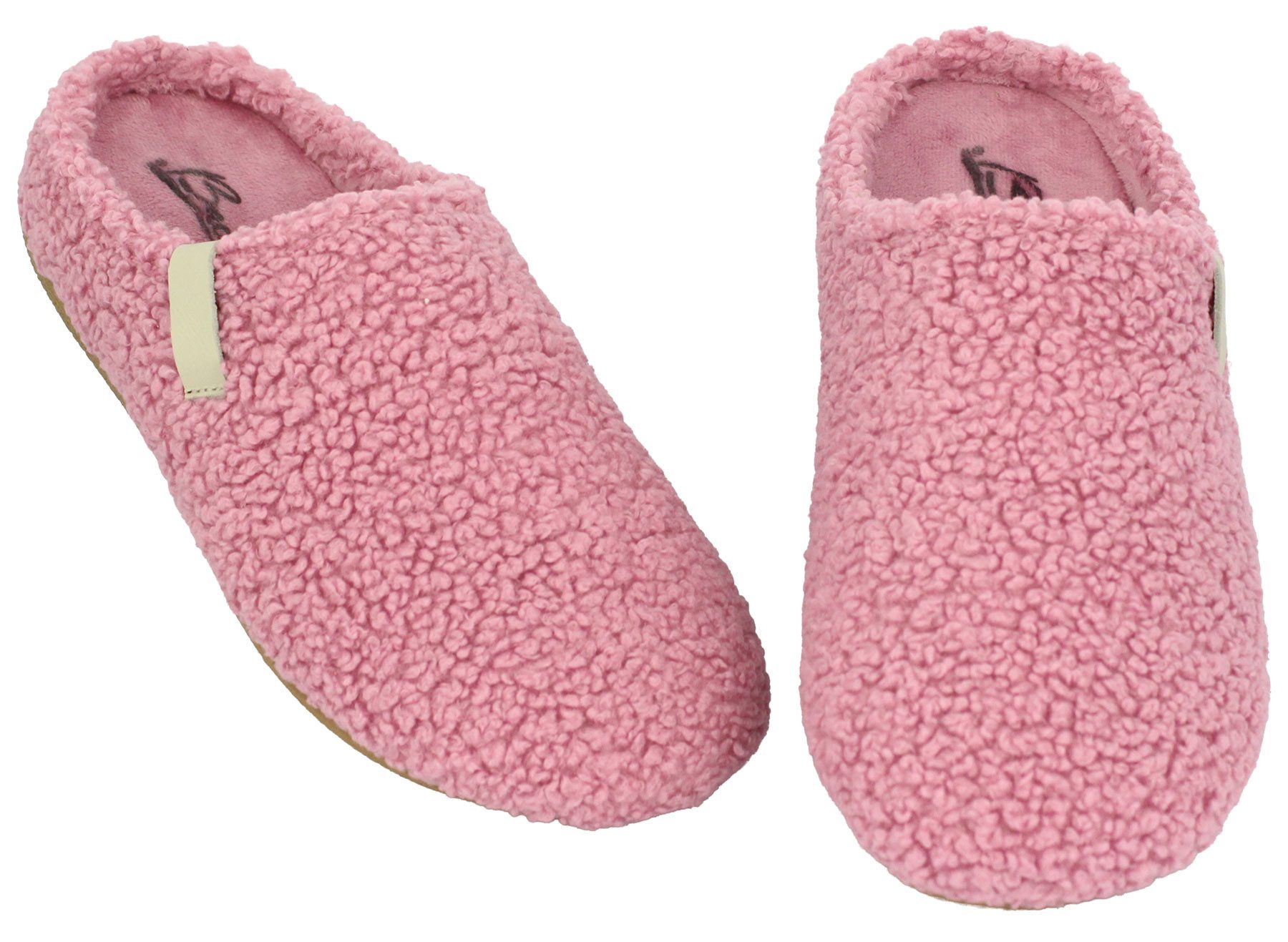 Beck Damen Pantoffel Jule im Teddy-Look Hausschuh zum Schlupfen
