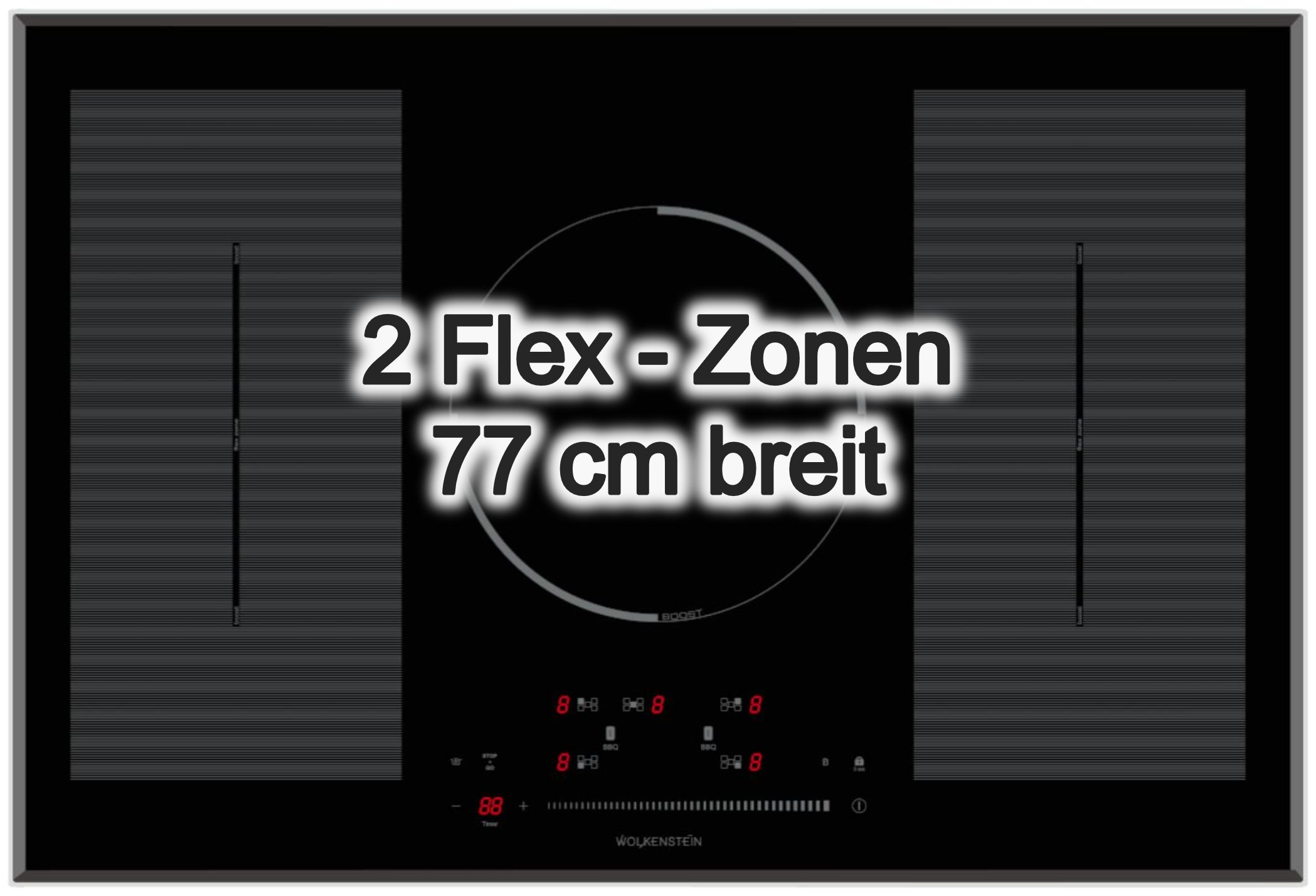 BOSCH Backofen-Set Backofen AirFry 3DHeißluft weiß+ Wolkenstein Induktionsfeld 77cm Flex, EcoClean Direct