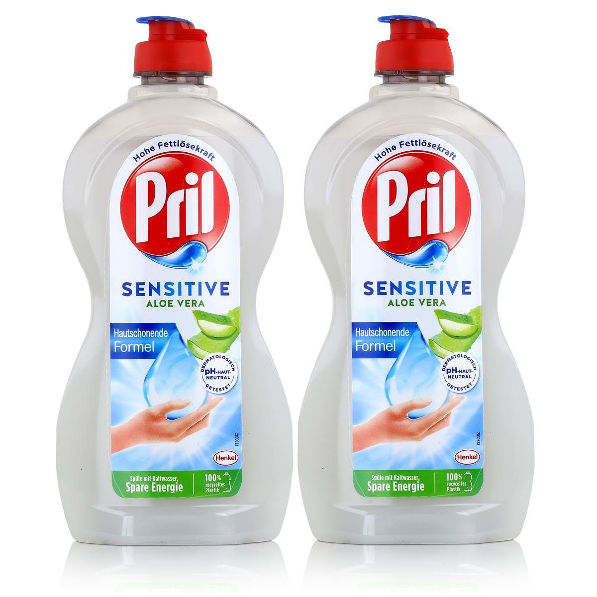 PRIL Pril Spülmittel Sensitive Aloe Vera 450ml - Hohe Fettlösekraft (2er Pa Geschirrspülmittel