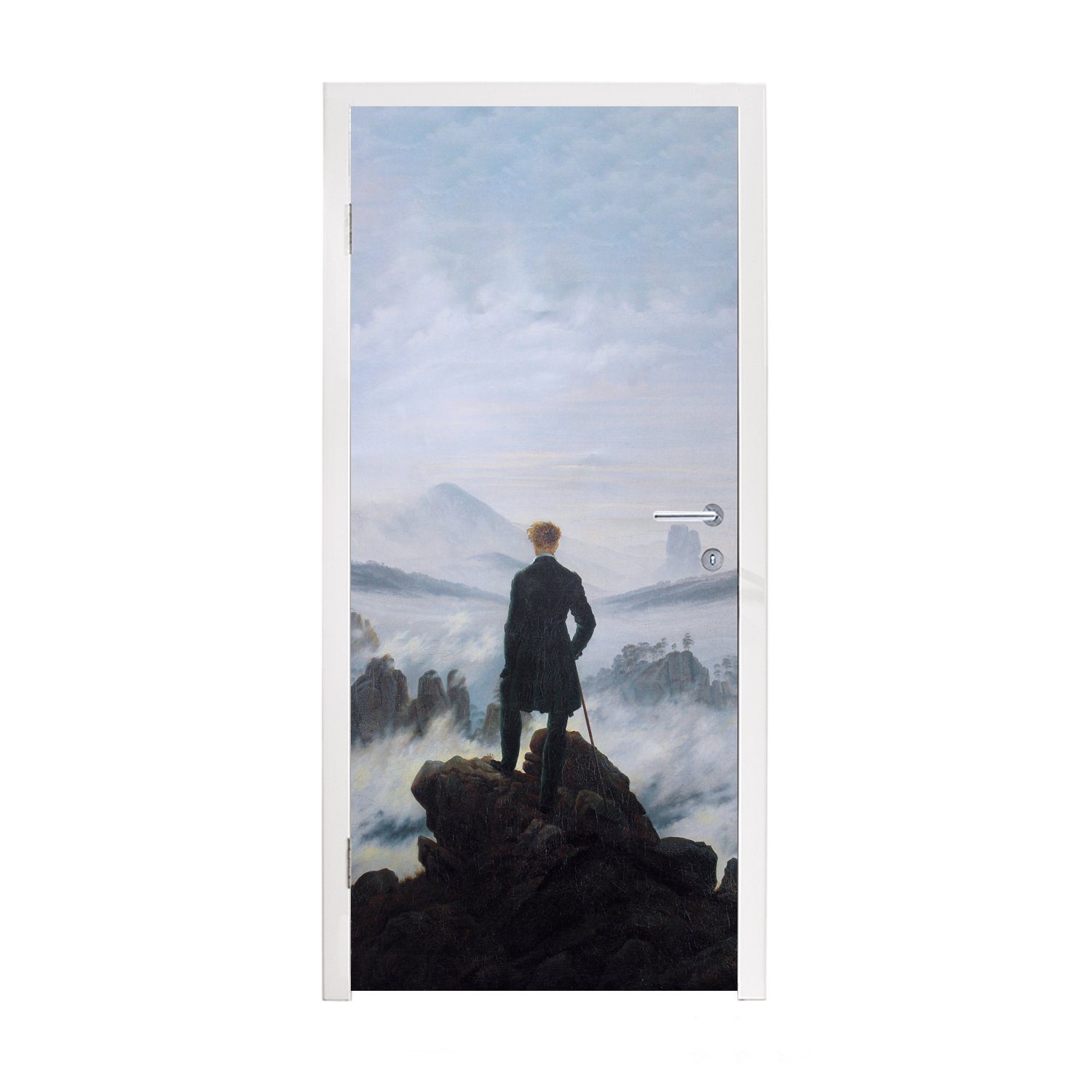MuchoWow Türtapete Der Wanderer über dem Nebelmeer - Caspar David Friedrich - Kunstwerk, Matt, bedruckt, (1 St), Fototapete für Tür, Türaufkleber, 75x205 cm
