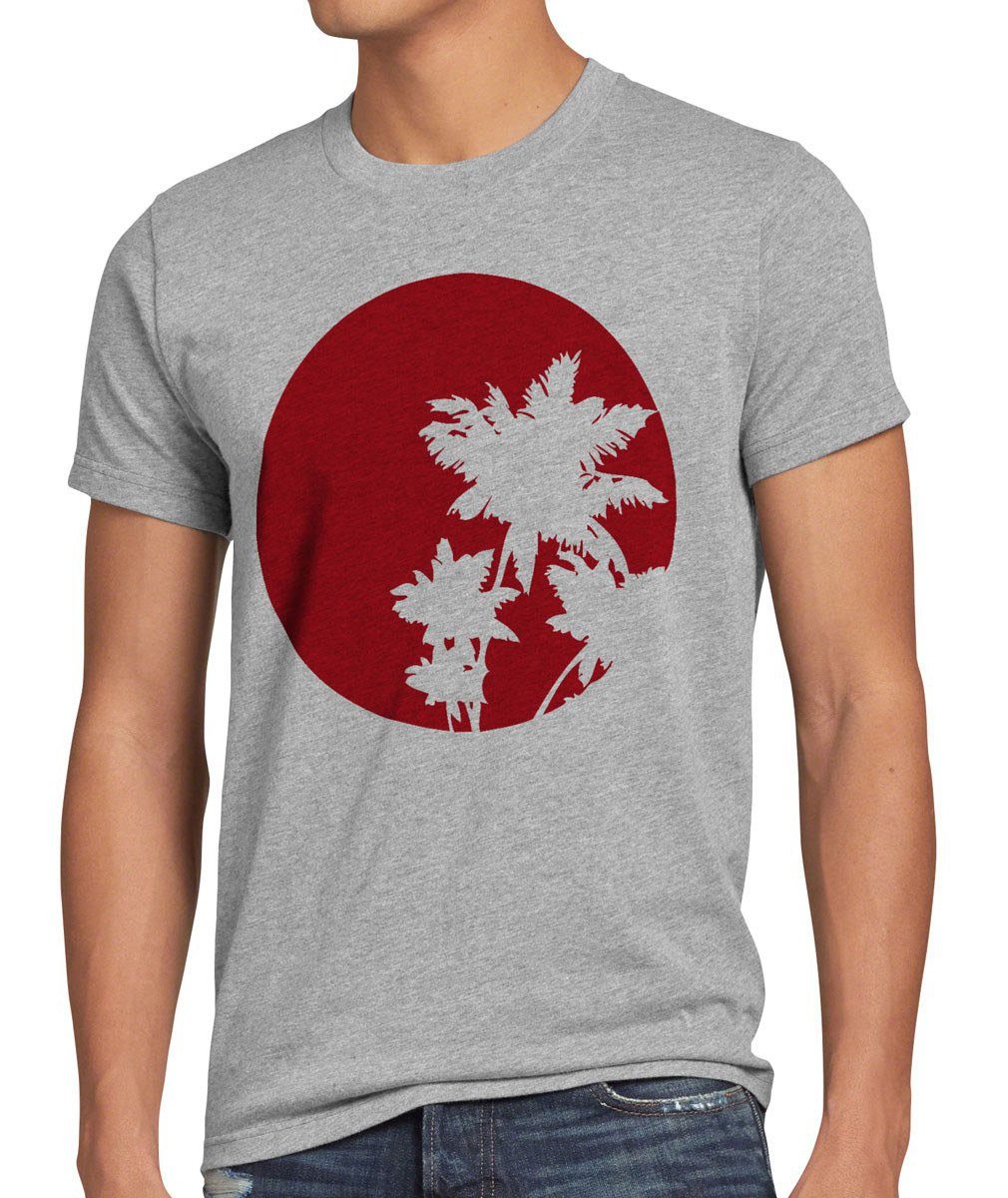style3 Print-Shirt Herren T-Shirt Sonne sommer strand urlaub palmen insel summer ibiza mallorca top grau meliert