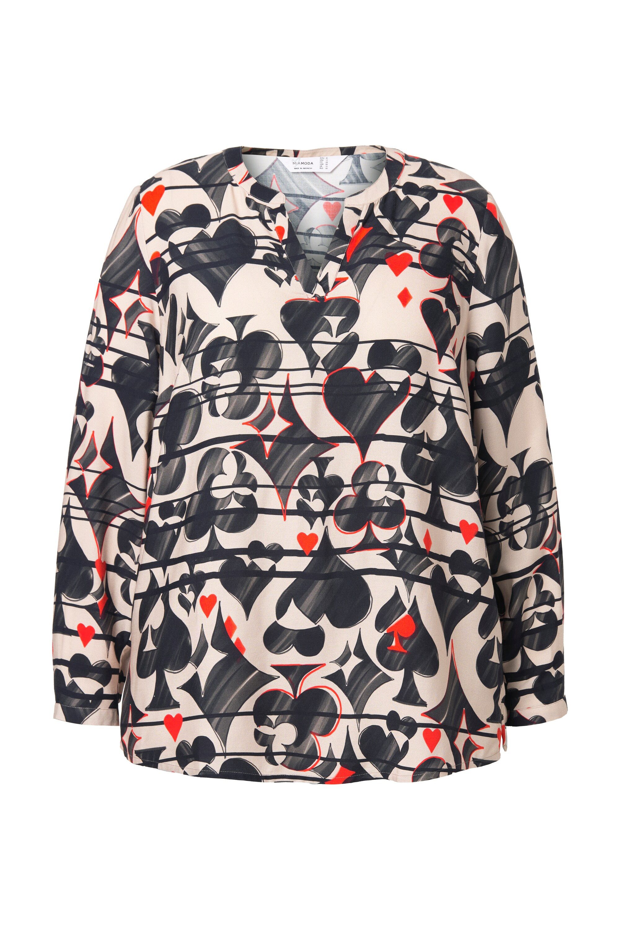MIAMODA Longbluse Tunika Regular Fit Spielkarten-Muster günstig online kaufen