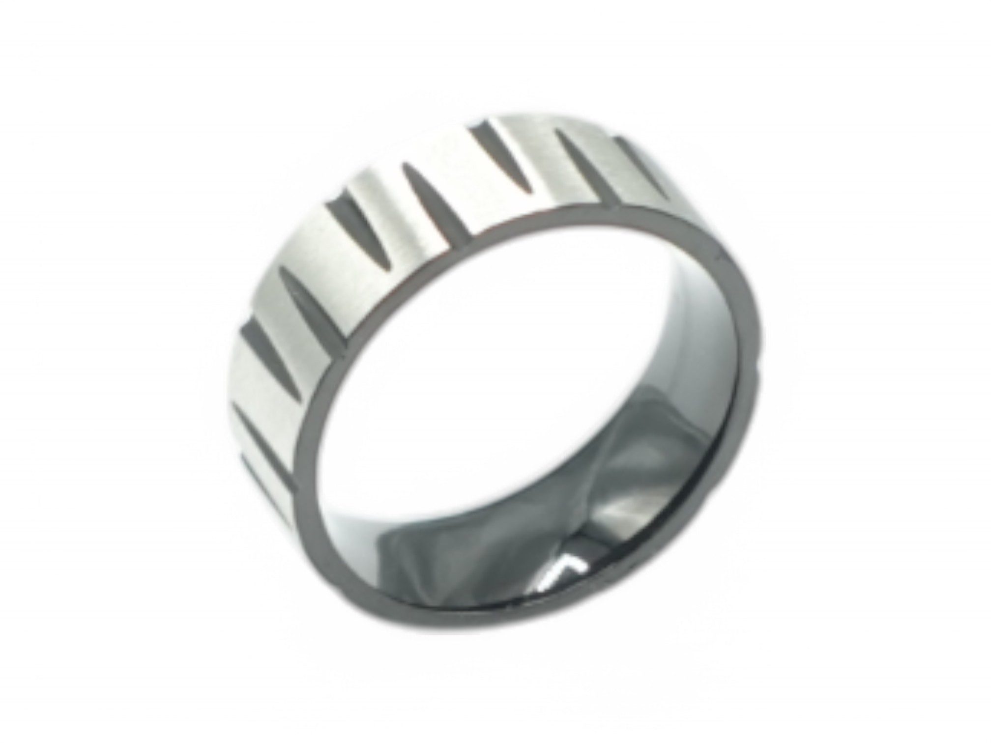Fingerring Exklusive Edelstahl-Ringe mit Rillenmuster