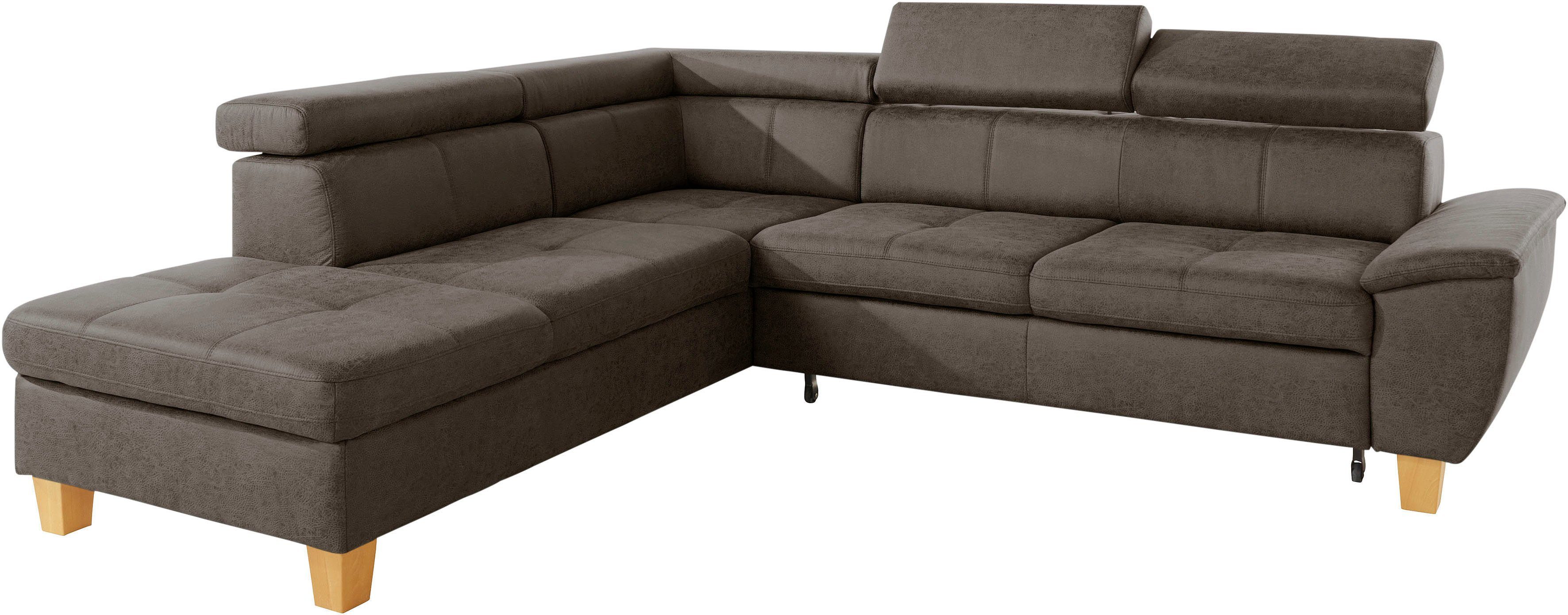 exxpo - sofa fashion Enya, wahlweise inklusive und Bettkasten Bettfunktion Ecksofa Kopfteilverstellung