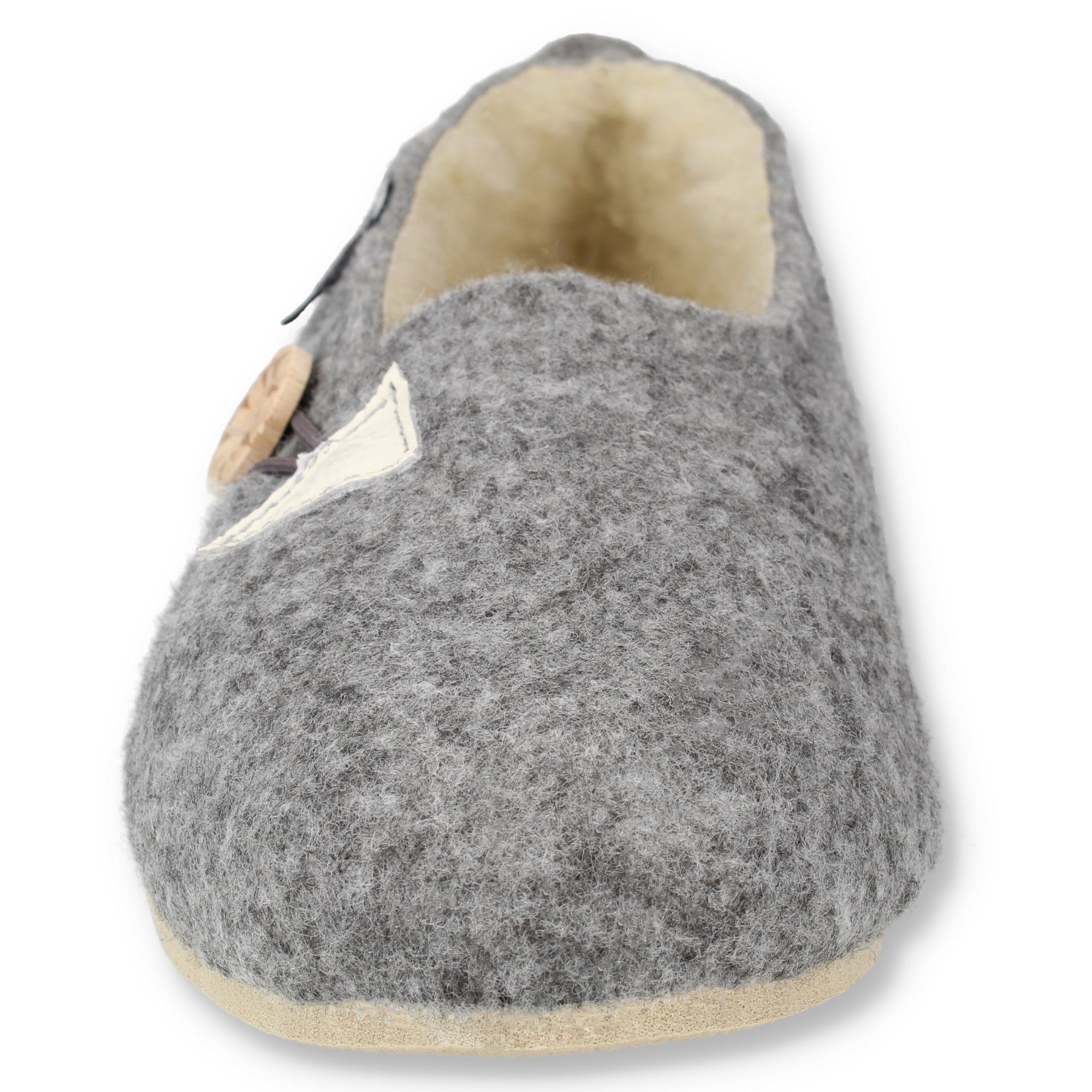 filsko Matka Damen Ballerina Hausschuhe Slipper mit Schafwolle gefüttert, zum Schlupfen, Blumen-/ Knopf-Applikation – Bild 4 von 5