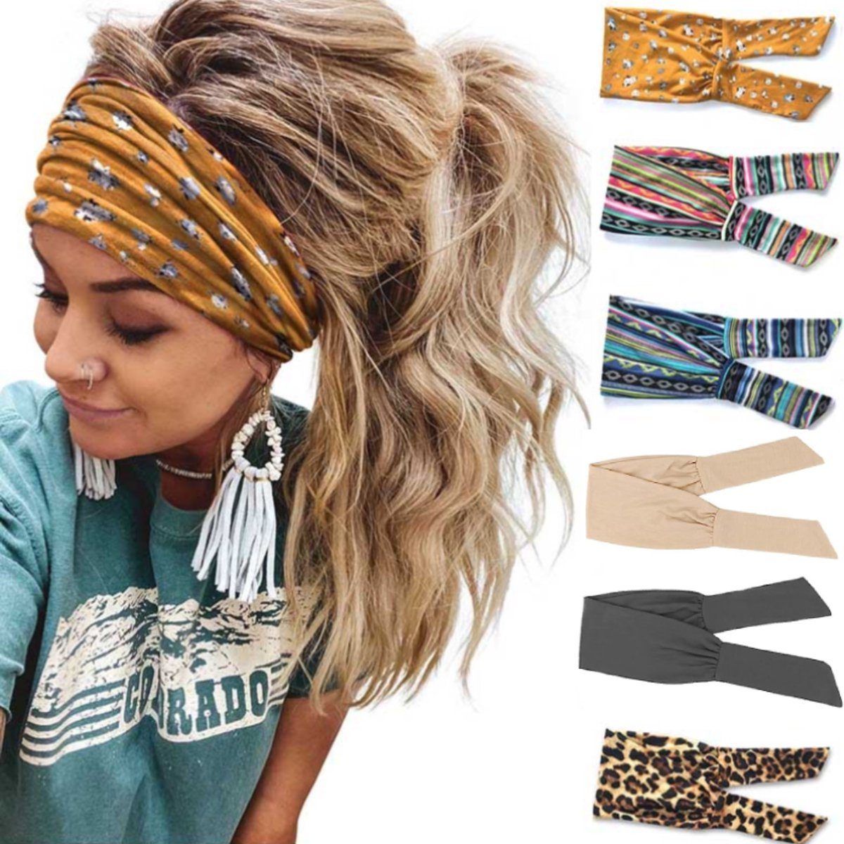 BOTC Haarband Haarspange Stirnband - Yoga Sport Haarband Mehrfarbig Haarreifen Damen, set, 6-tlg., 6 Stück Damen-Sport-Stirnbänder, Haarband Samt Wildleder- 6 Farben Mix