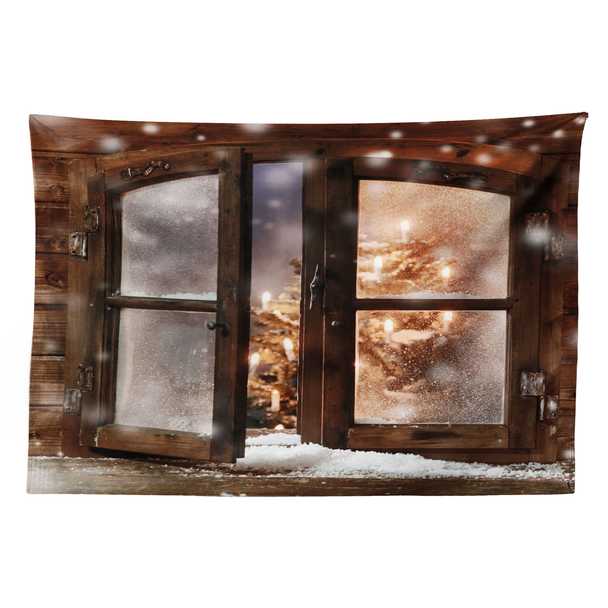 Abakuhaus Wandteppich aus Weiches Mikrofaser Stoff Für das Wohn und Schlafzimmer, rechteckig, Winter Weihnachtsbaum in der Kabine