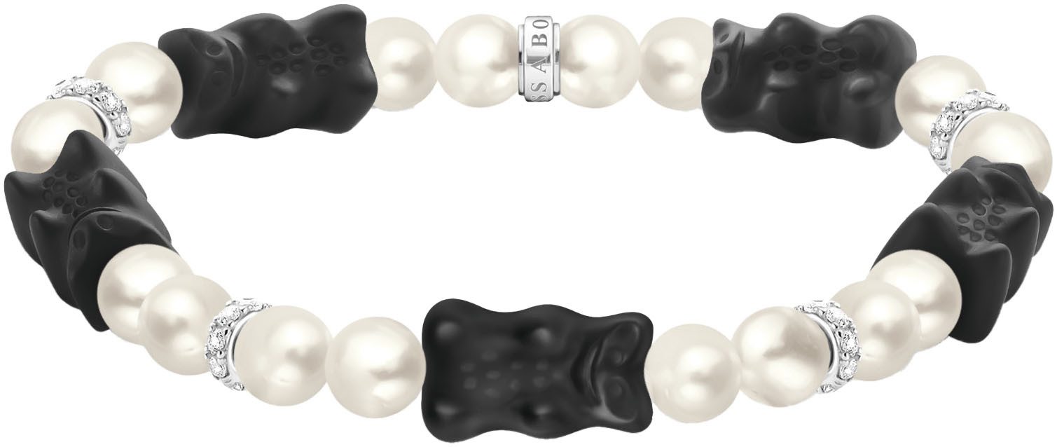 THOMAS SABO Armband THOMAS SABO x HARIBO Schmuck: Perlenarmband mit Goldbären, mit Kristallglas, Zirkonia (synth) - mit Süßwasserzuchtperle