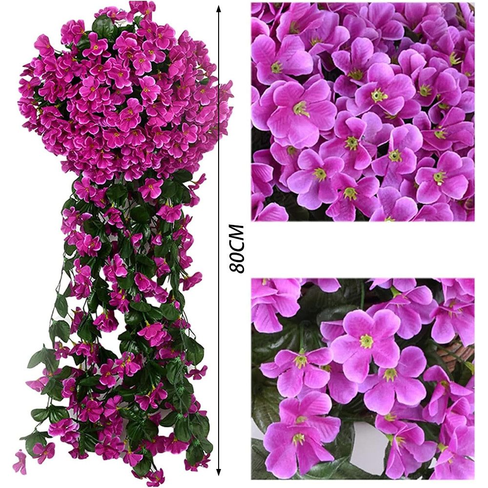 Kunstpflanze 2 Stück Künstlich Hängende Blumen, Blauregen Efeublumen Glyzinien, TUWENA, Kunstblumen Veilchen Hgende Blumen für Außen Innen Hochzeit Terrasse – Bild 2 von 5