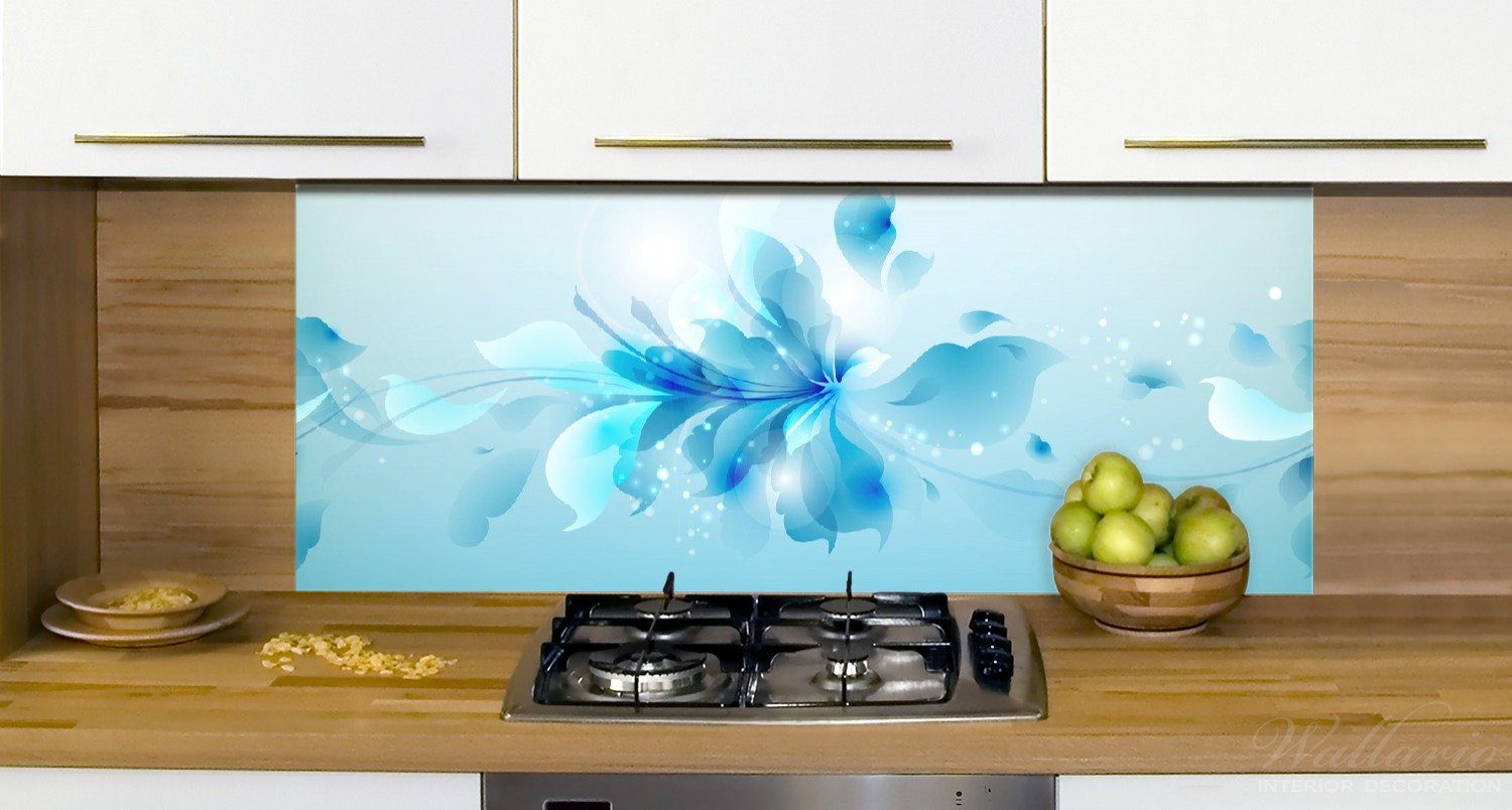 Wallario Küchenrückwand Blaues Blumenbuket, (1-tlg)