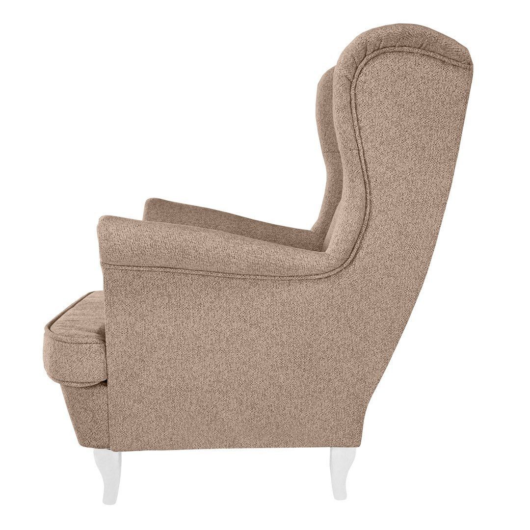Beautysofa Ohrensessel Sessel FALCO Chesterfield Wohnzimmersessel Fernsehsessel