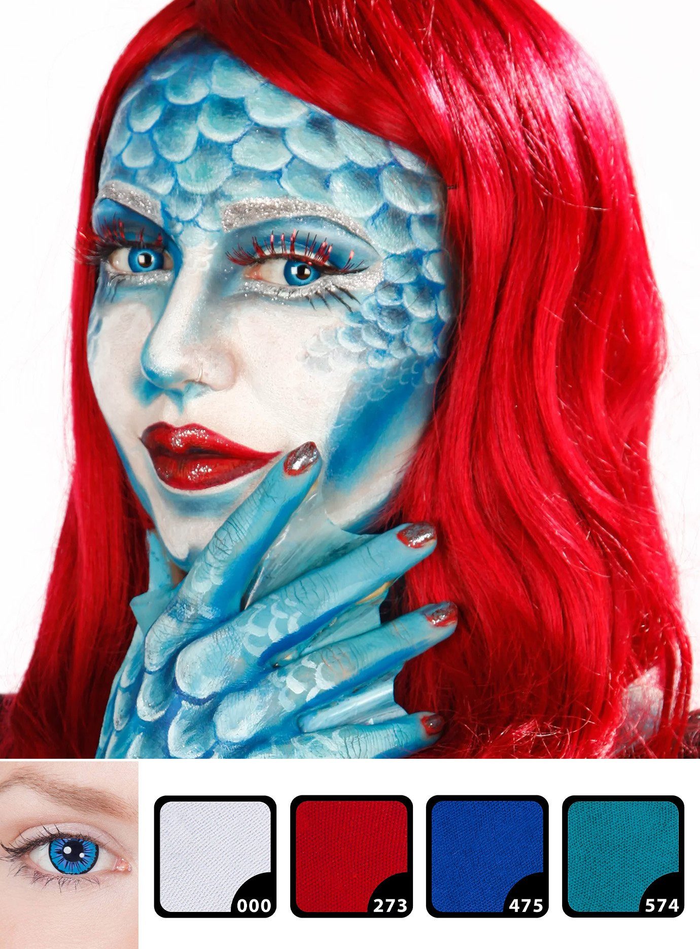 Maskworld Theaterschminke Make-up Set Meerjungfrau, Halloween Schminkset mit perfekt abgestimmten Komponenten