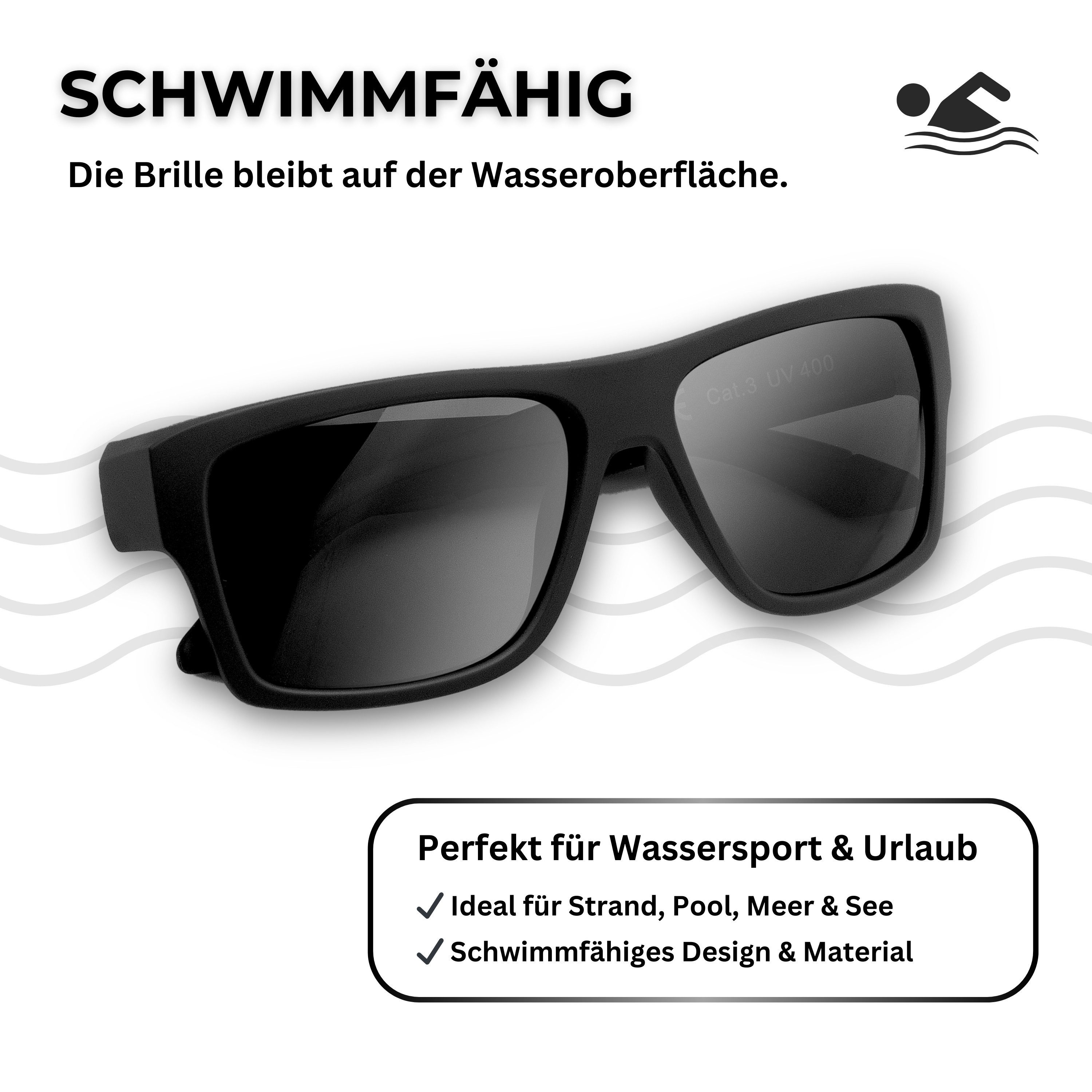 EyeAm Sonnenbrille, Polarisierte Gläser & Ultraleicht, Schwimmfähig, Sportbrille Modell: 1000