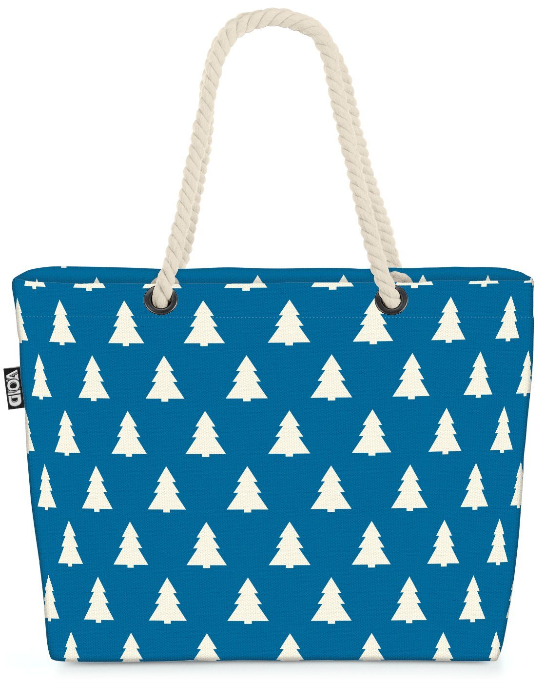 VOID Strandtasche (1-tlg), Wald Design blau Beach Bag Winter Wald Design Tannenbaum Christbaum Weihnachten